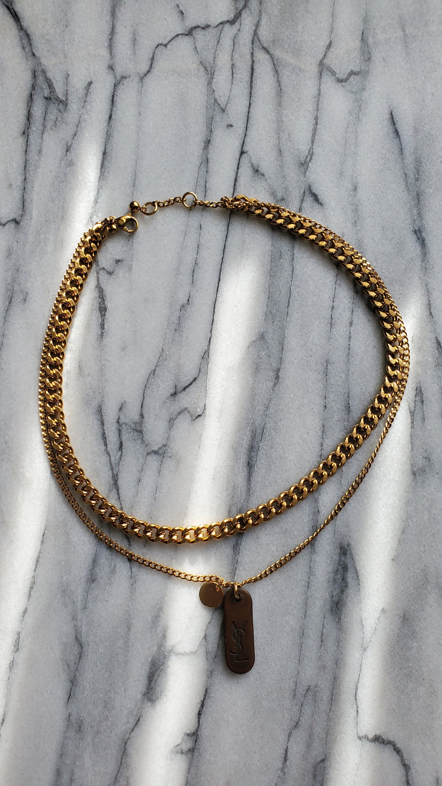 Authentic Yves Saint Laurent Upcycle Double Layers Necklace