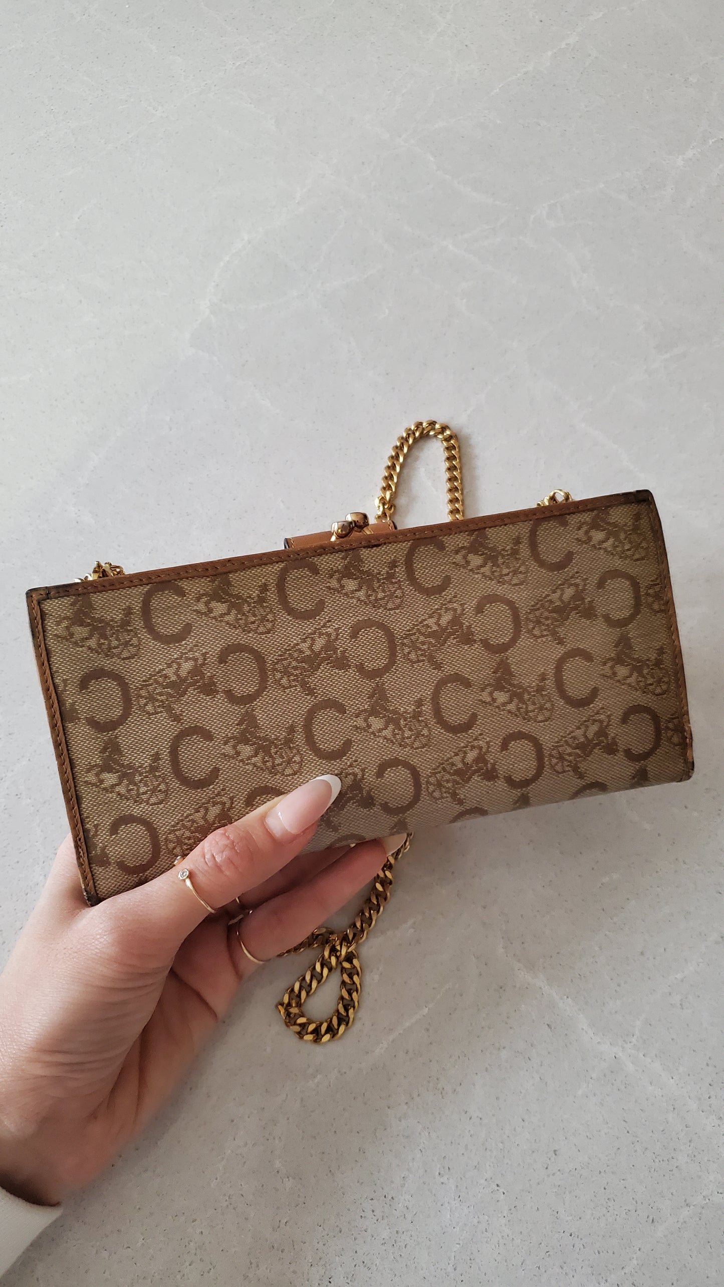 Authentic Vintage Celine Upcycle Long Wallet on Chains