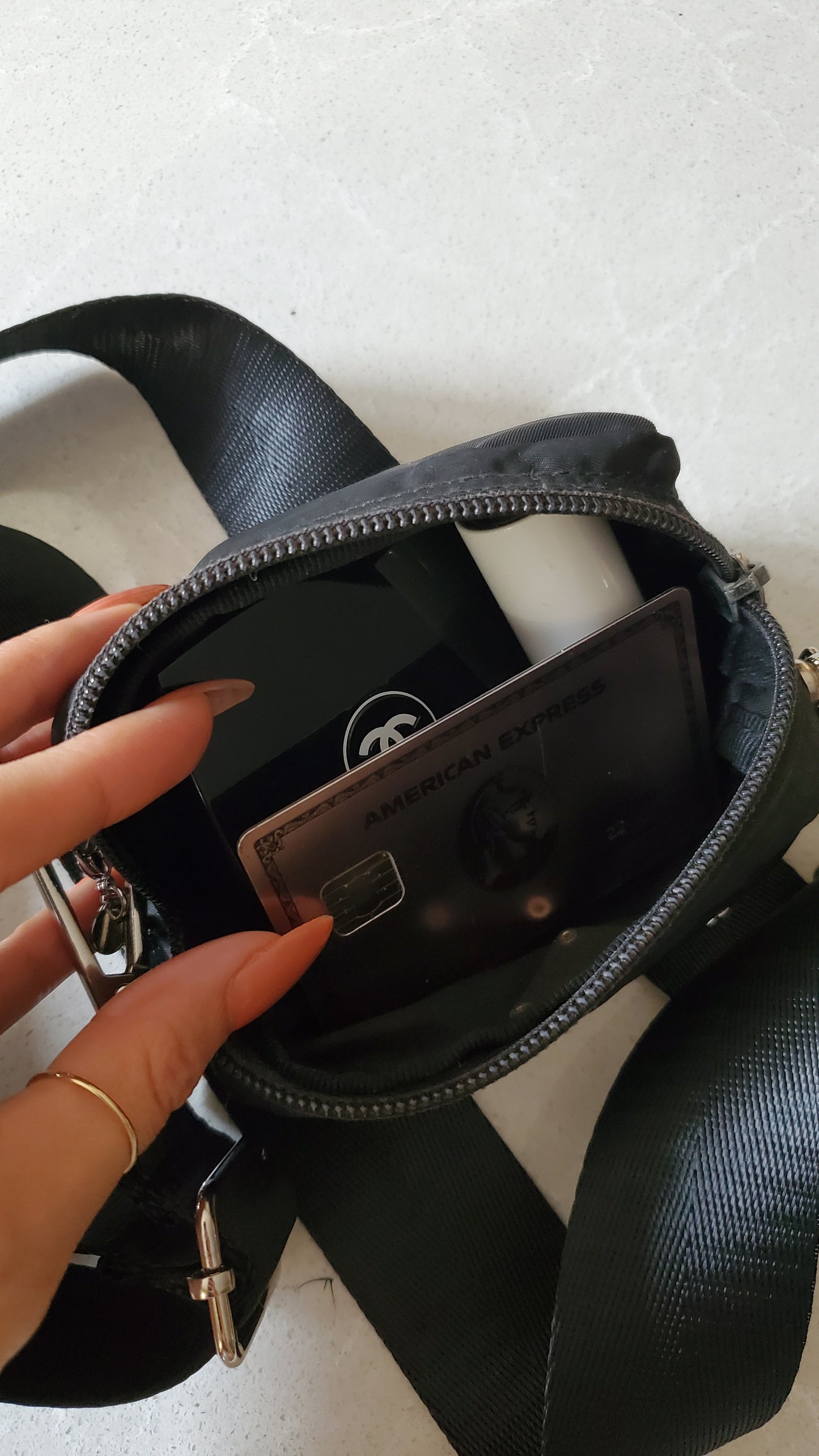 Authentic Prada Upcycle Versatile Black Nylon Mini Pouch on Chain & Strap