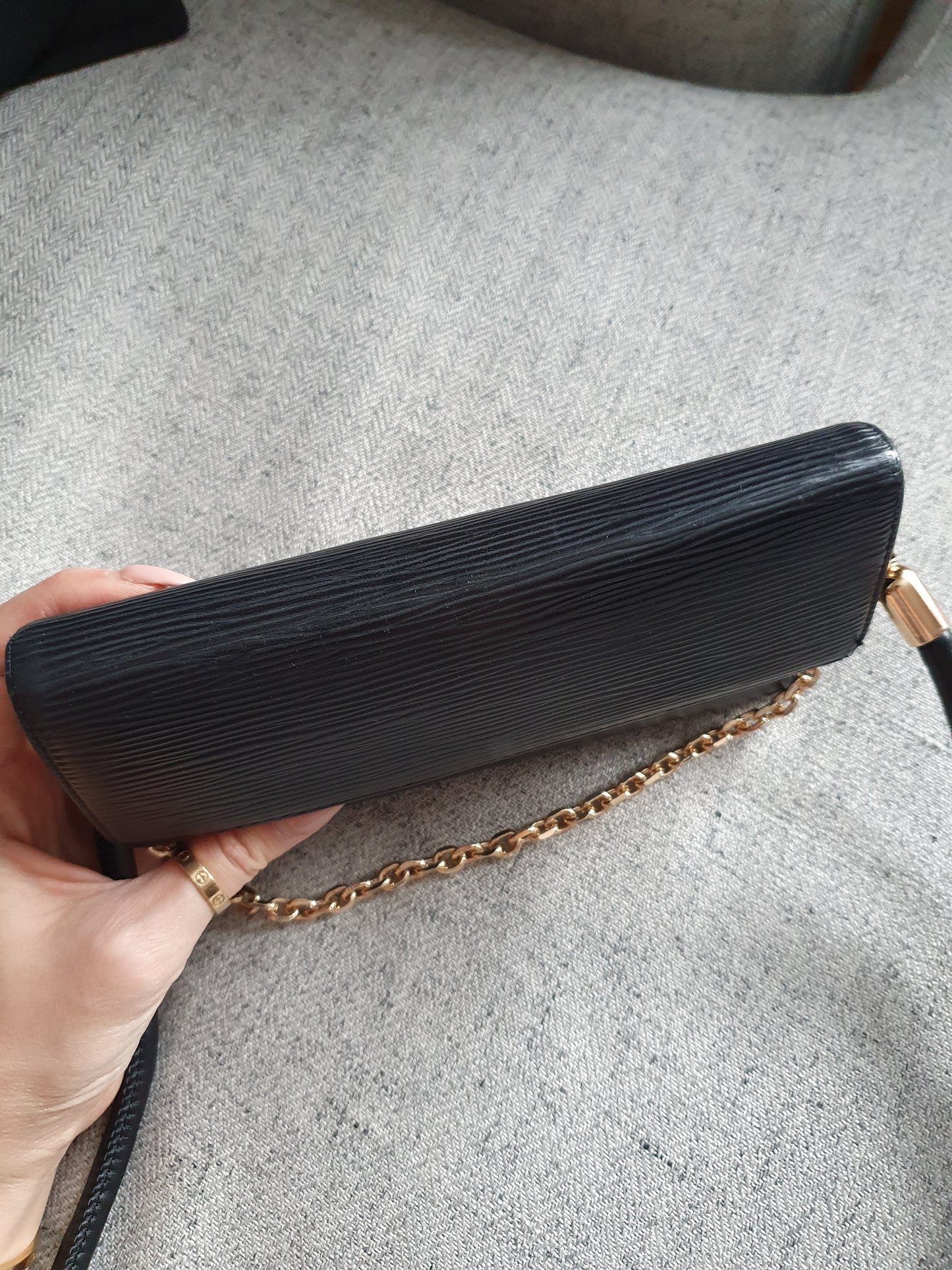 *New Drop* Authentic Louis Vuitton Upcycle Long Black Epi Wallet on Strap & Chain