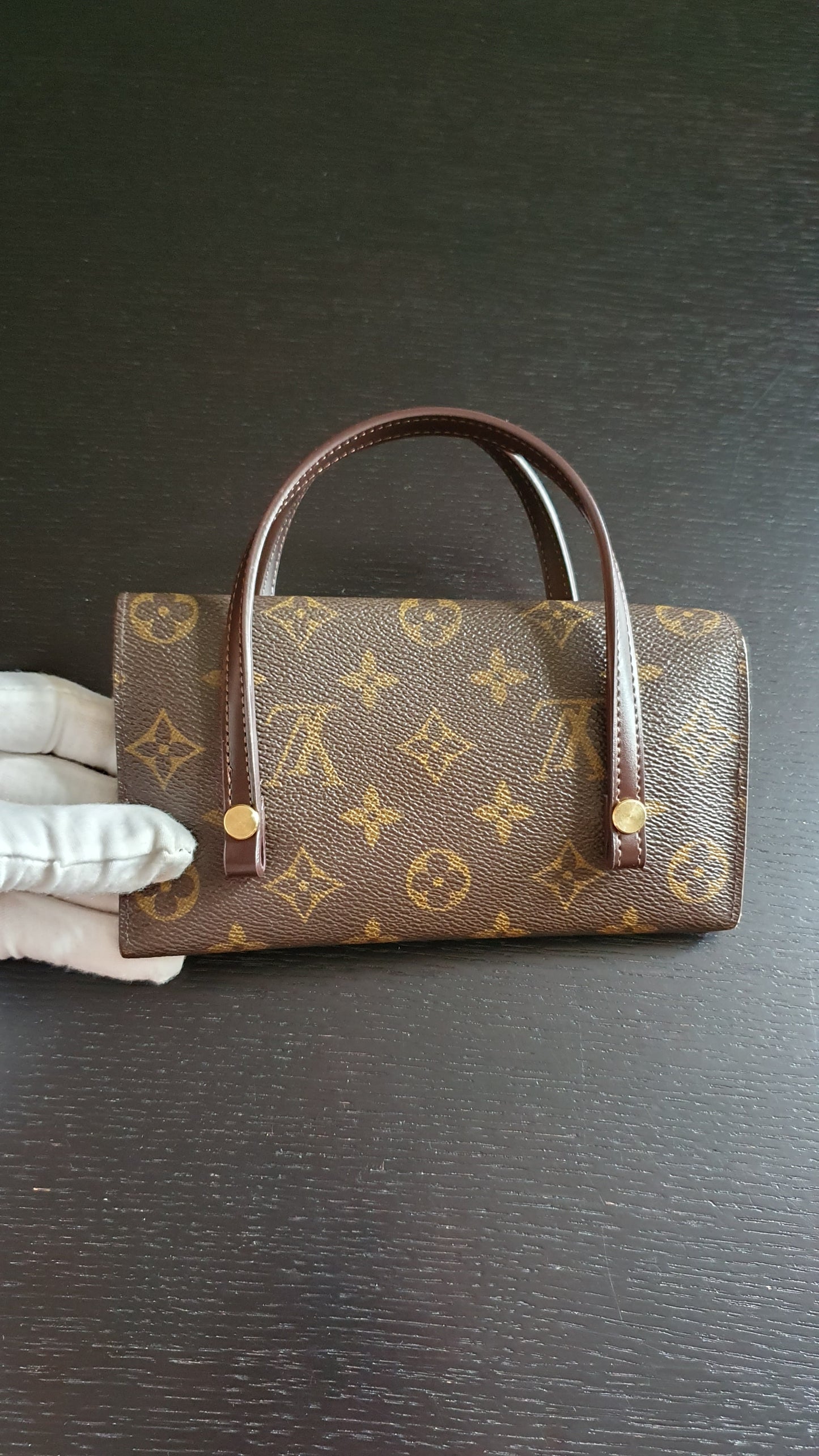 Authentic Vintage Louis Vuitton (2) Upcycle Brown Monogram Wallet with Two Handles