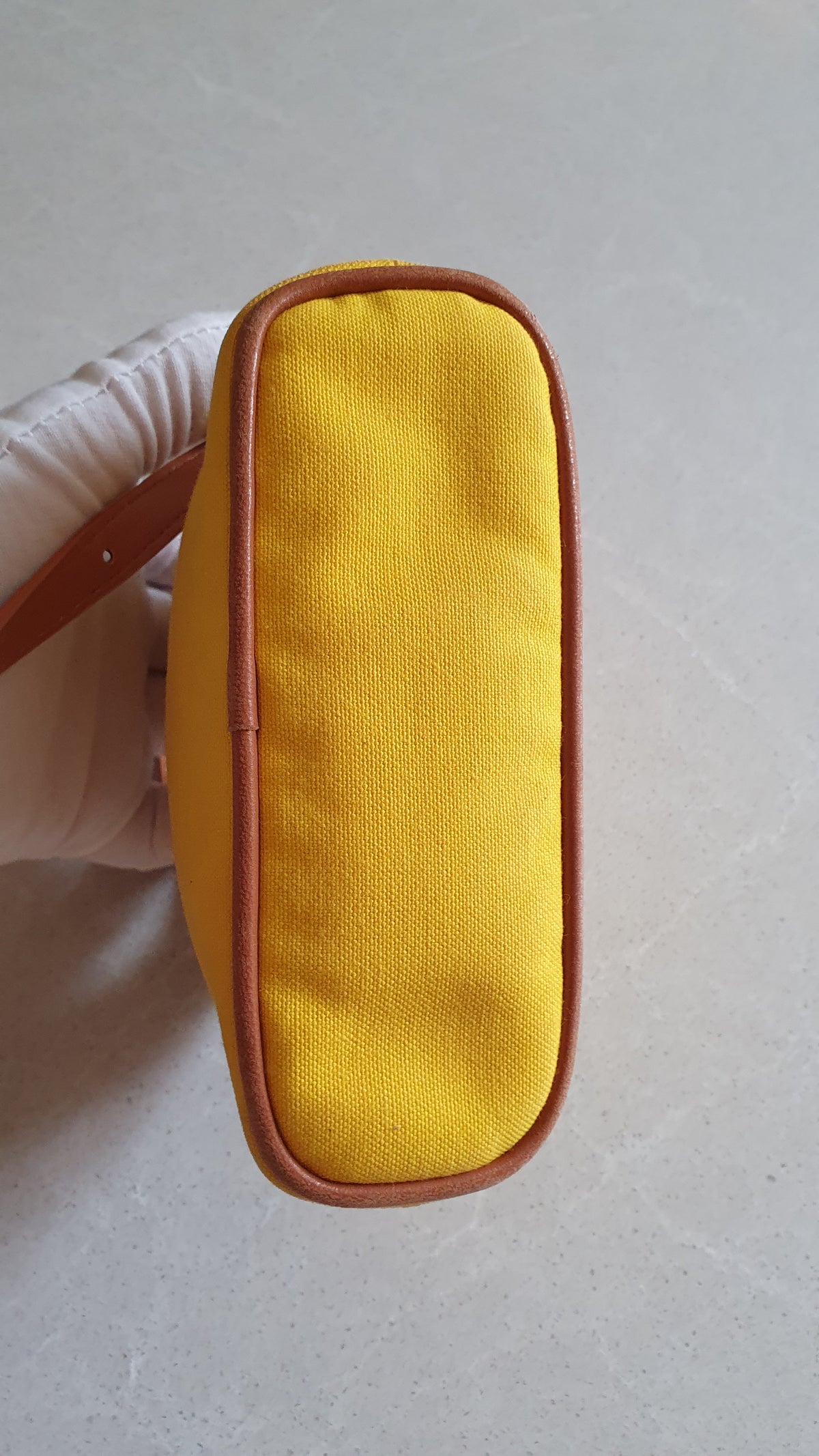 Authentic Hermès Upcycle Canvas Small Yellow Pochette with Straps
