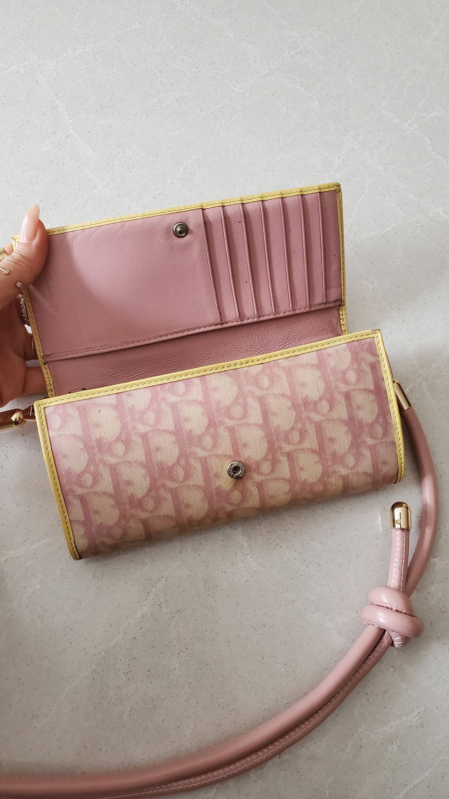 Authentic Vintage Dior Upcycle Pink Wallet on Strap