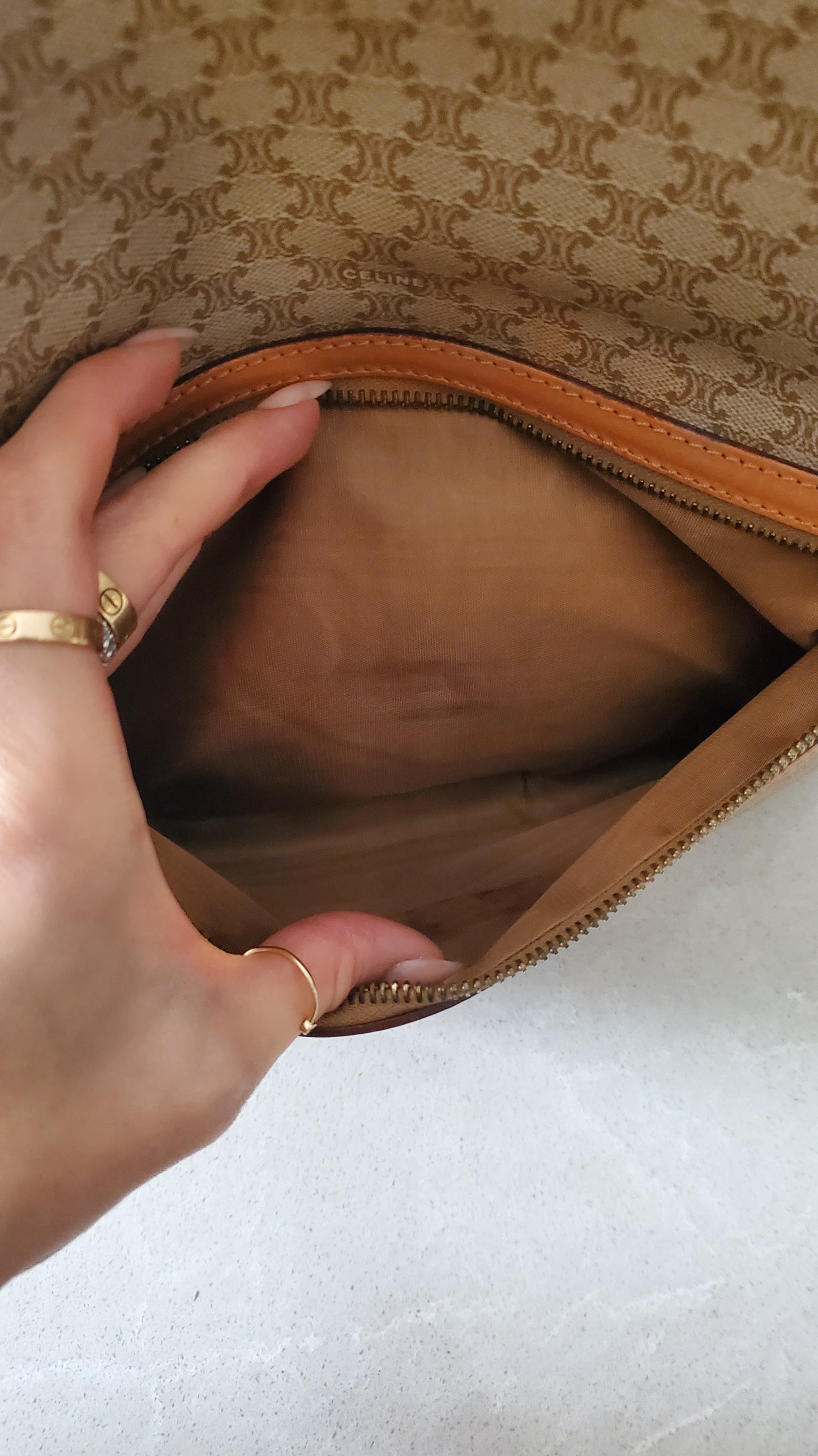 Authentic Vintage Celine Upcycle (Tan) Purse on Strap