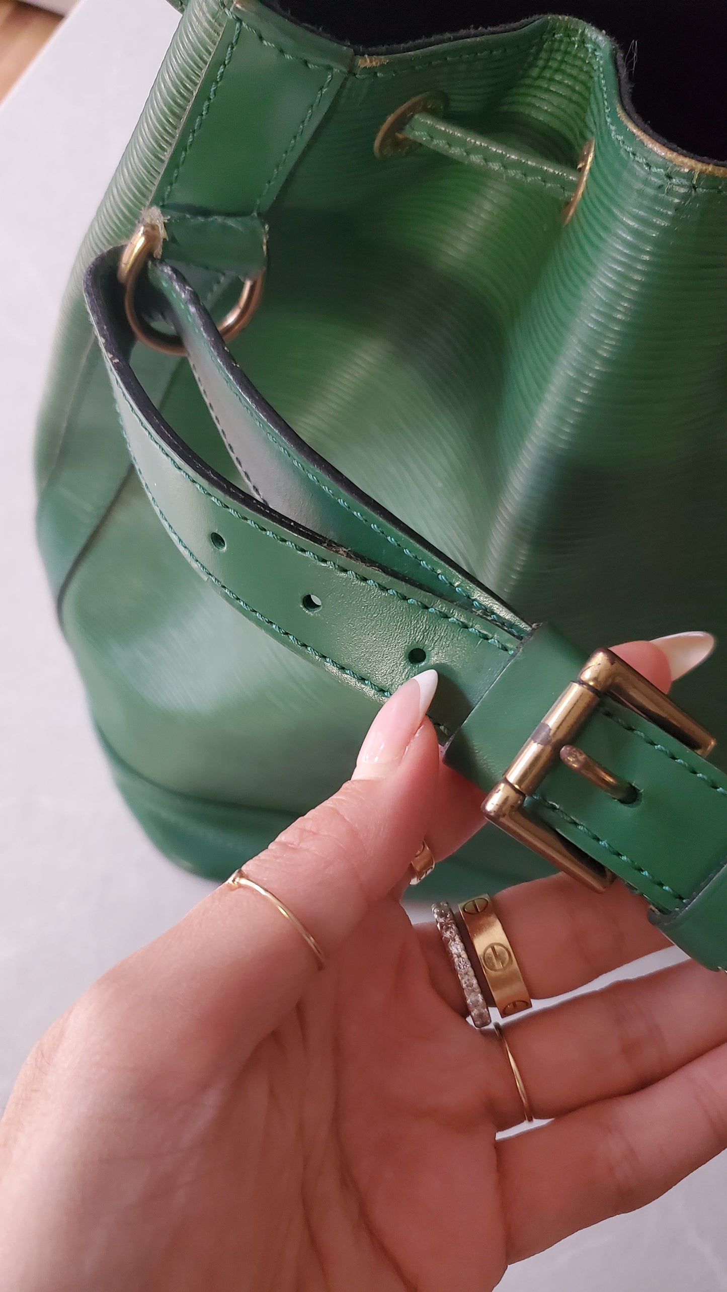 Authentic Vintage Louis Vuitton Green Epi Bucket Bag