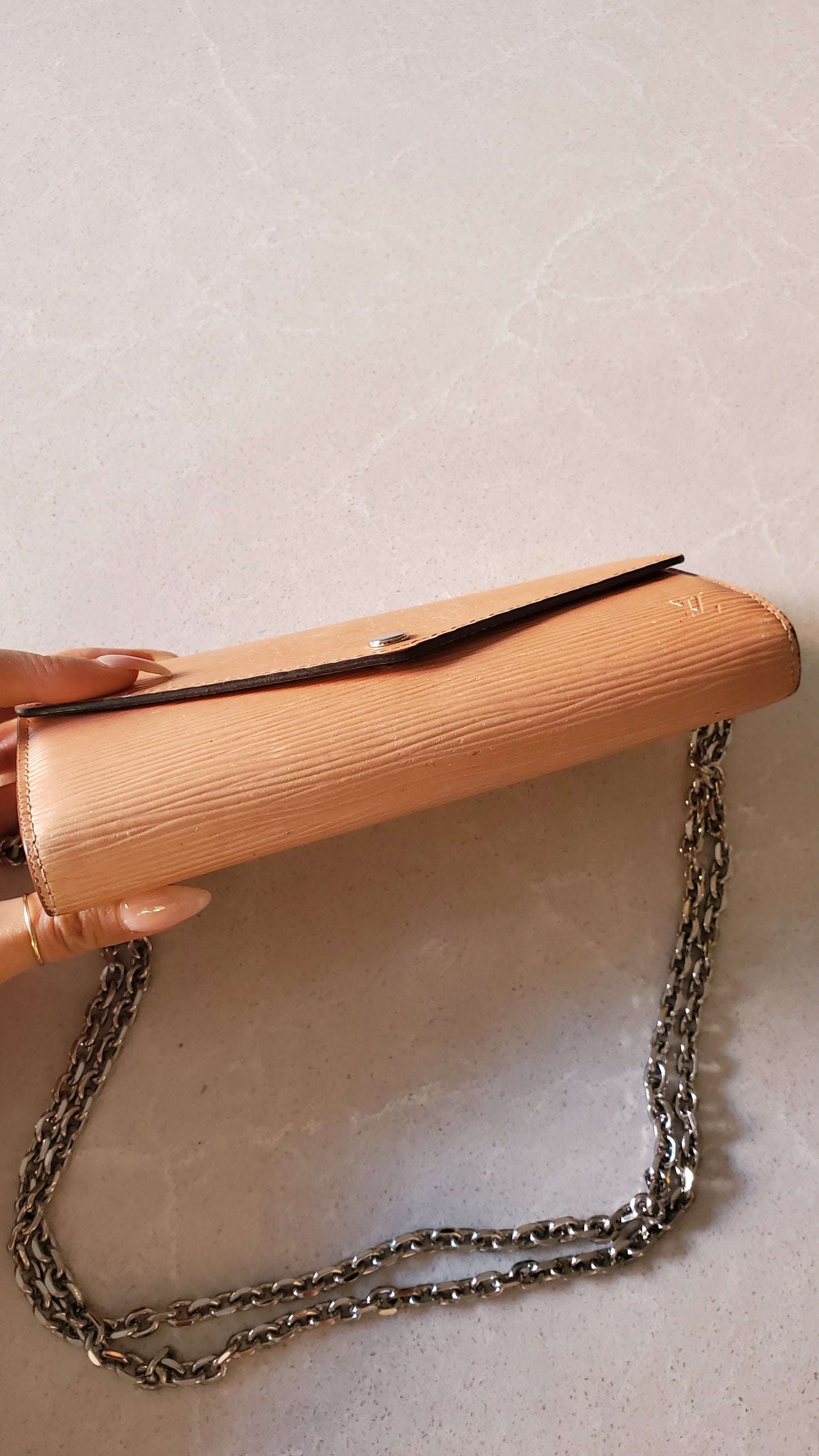 Authentic Louis Vuitton Pink Epi Upcycle Long Wallet on Chain