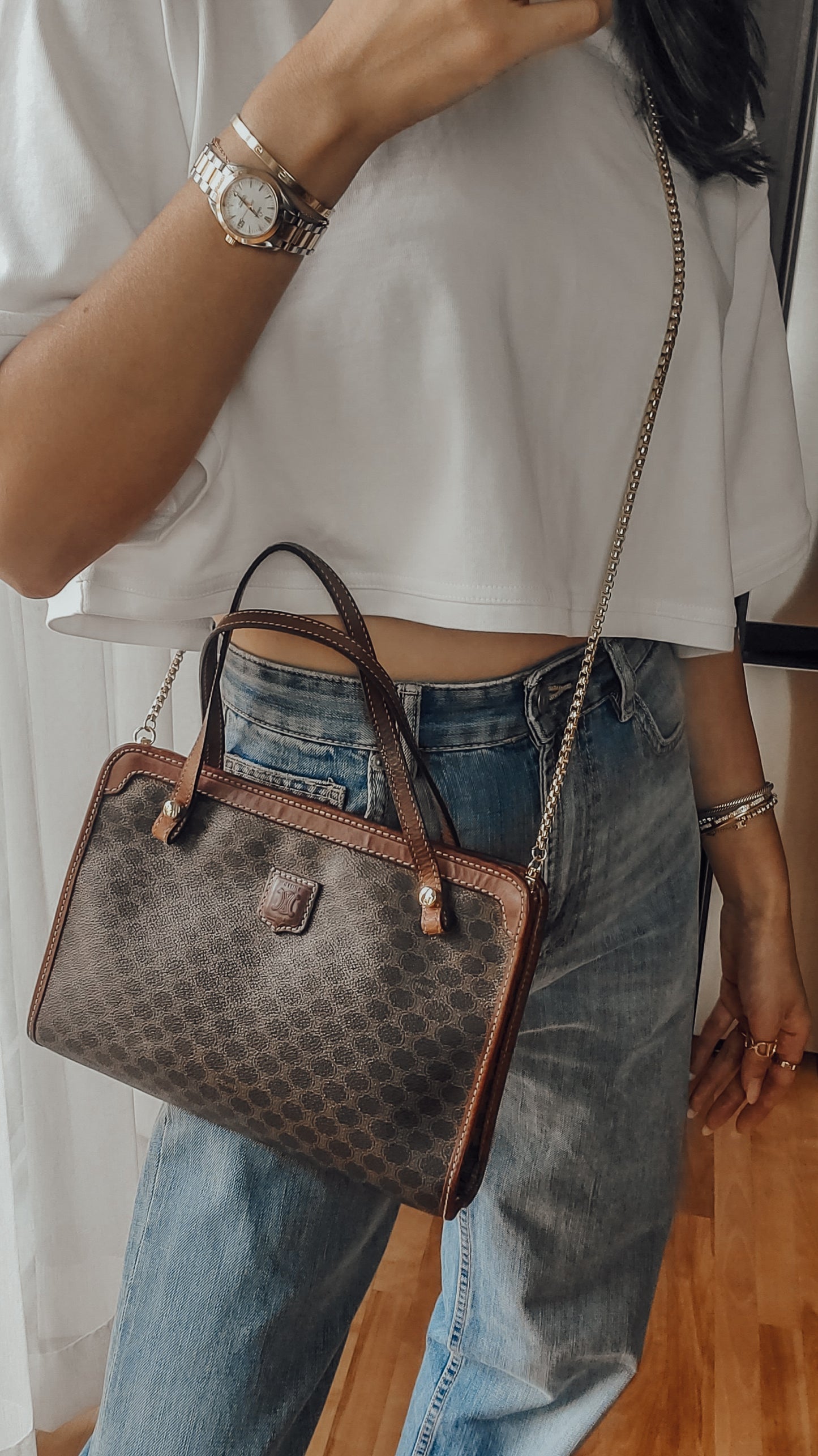 Authentic Vintage Celine Upcycle Purse (with Two Handle Straps)