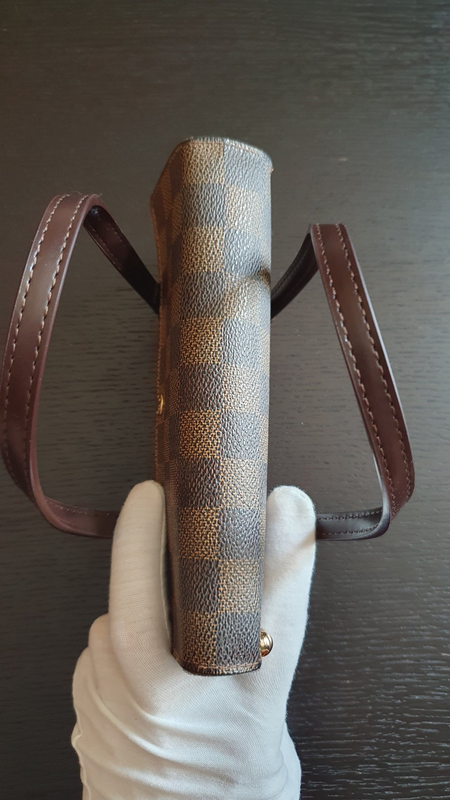 Authentic Vintage Louis Vuitton (2) Upcycle Brown Damier Wallet with Straps