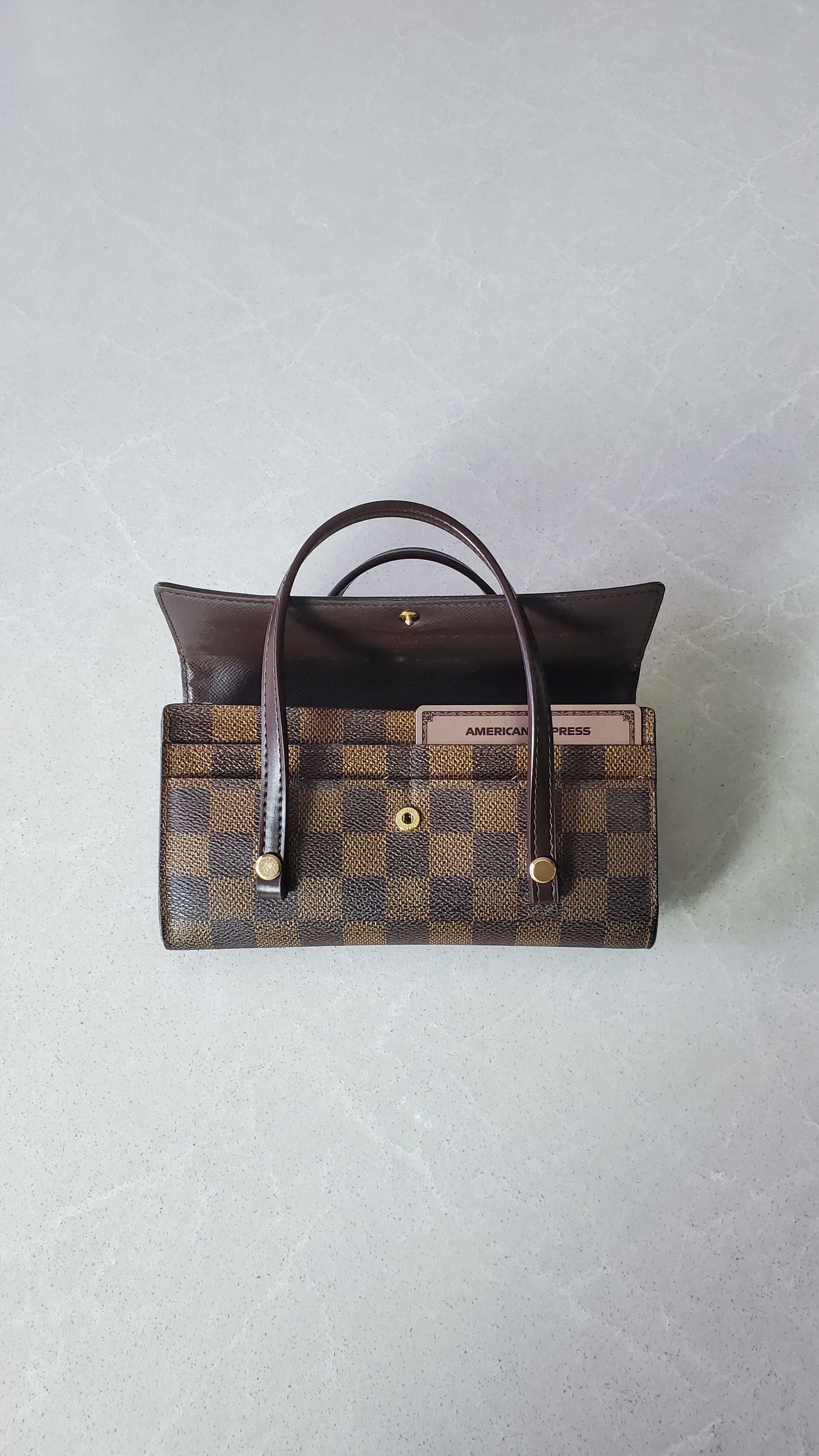 Authentic Vintage Louis Vuitton Upcycle Brown Damier Wallet with Straps