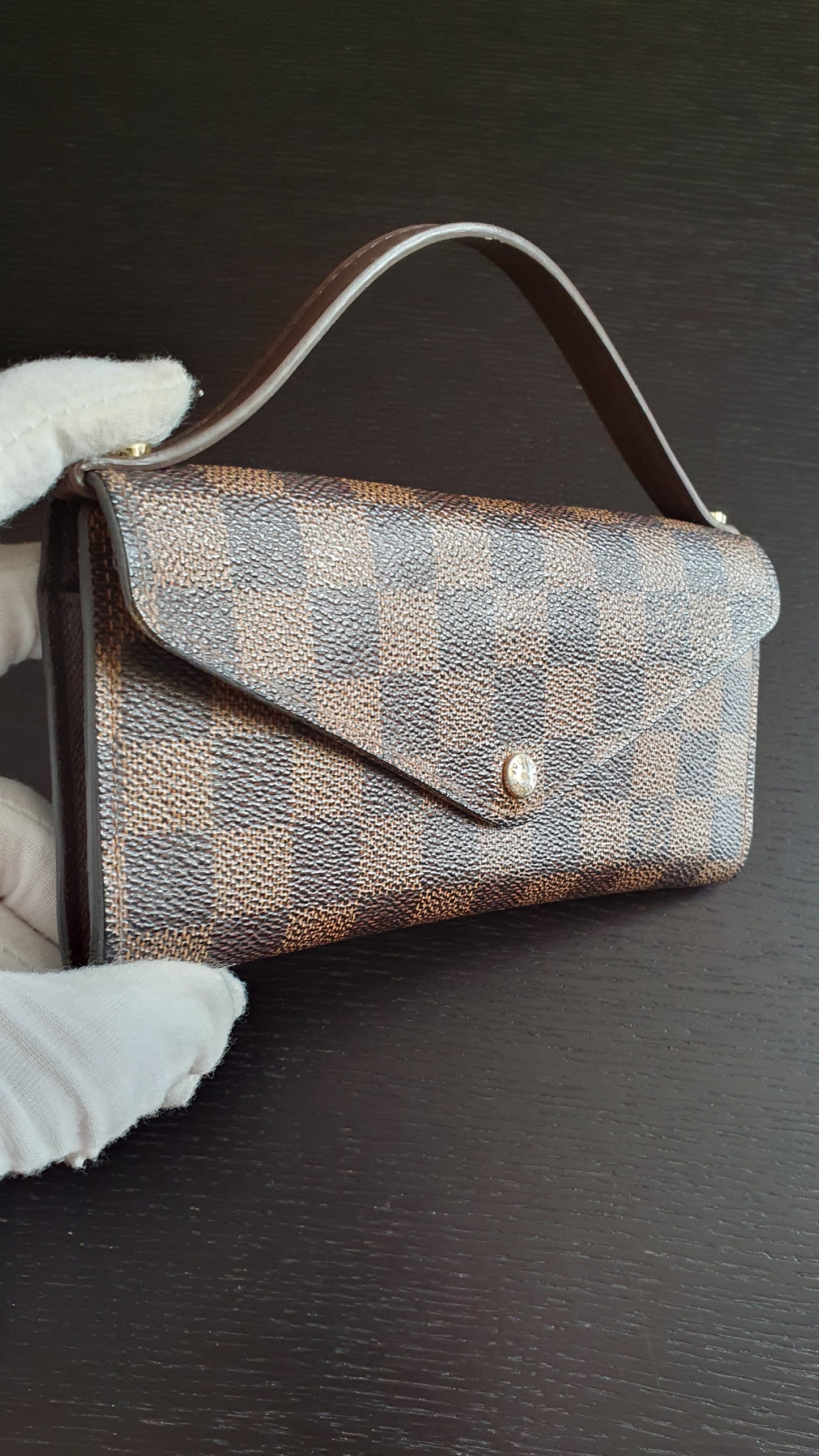 Authentic Louis Vuitton (2) Upcycle Brown Damier Wallet with Straps