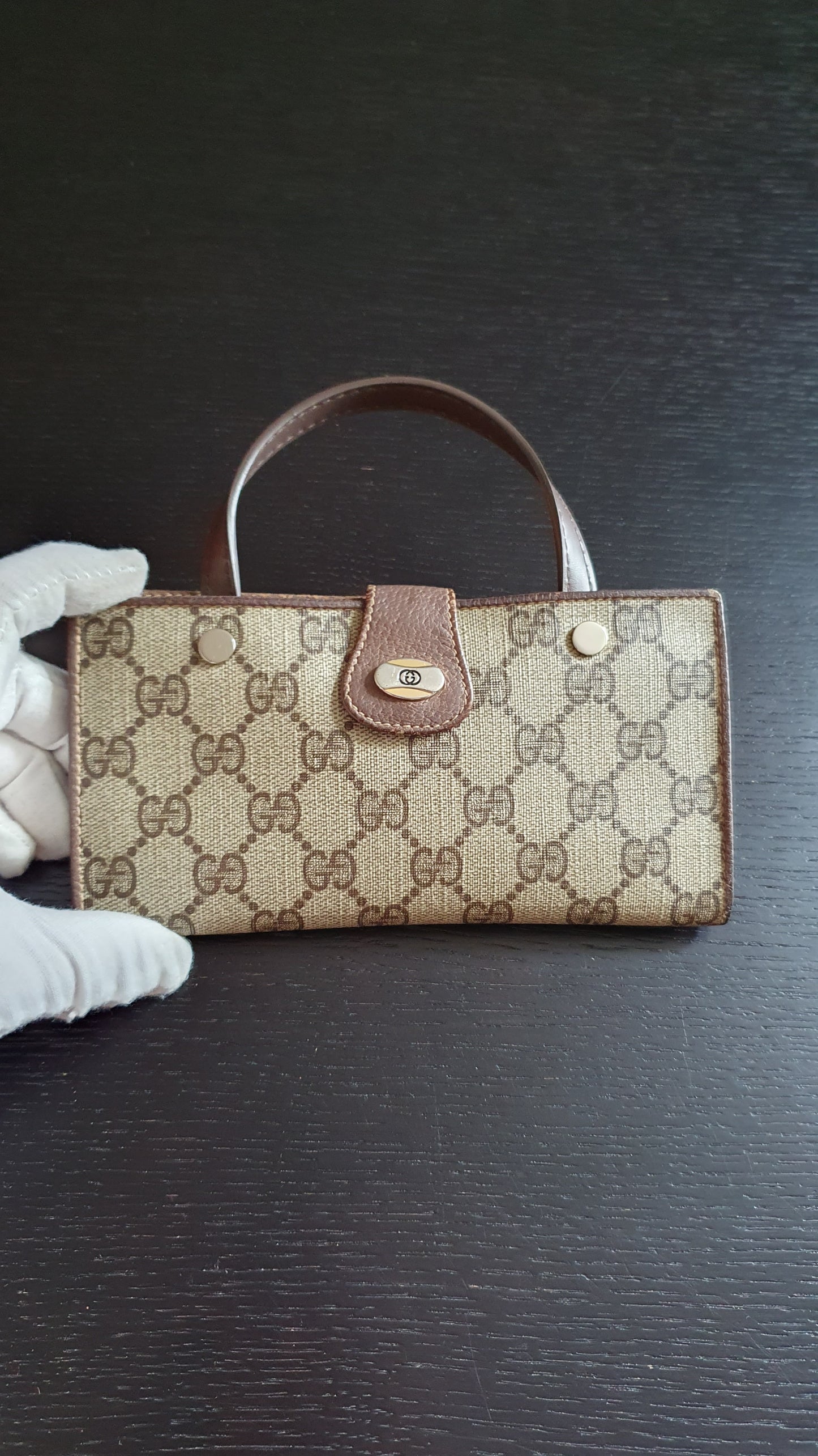 Authentic Vintage Gucci Upcycle Brown Wallet with Single Handle