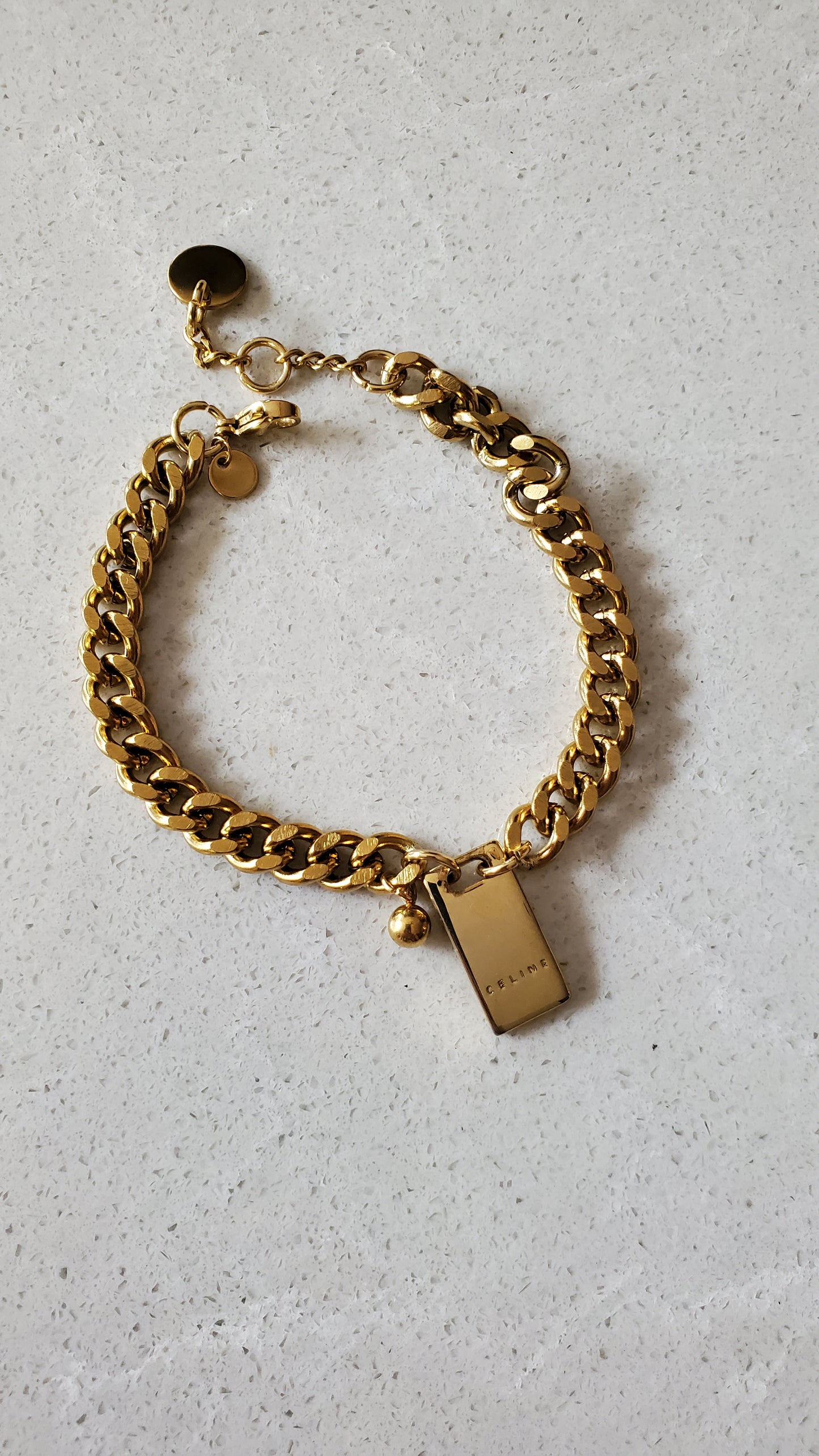 Authentic Vintage Celine Upcycle Gold Cuban Bracelet