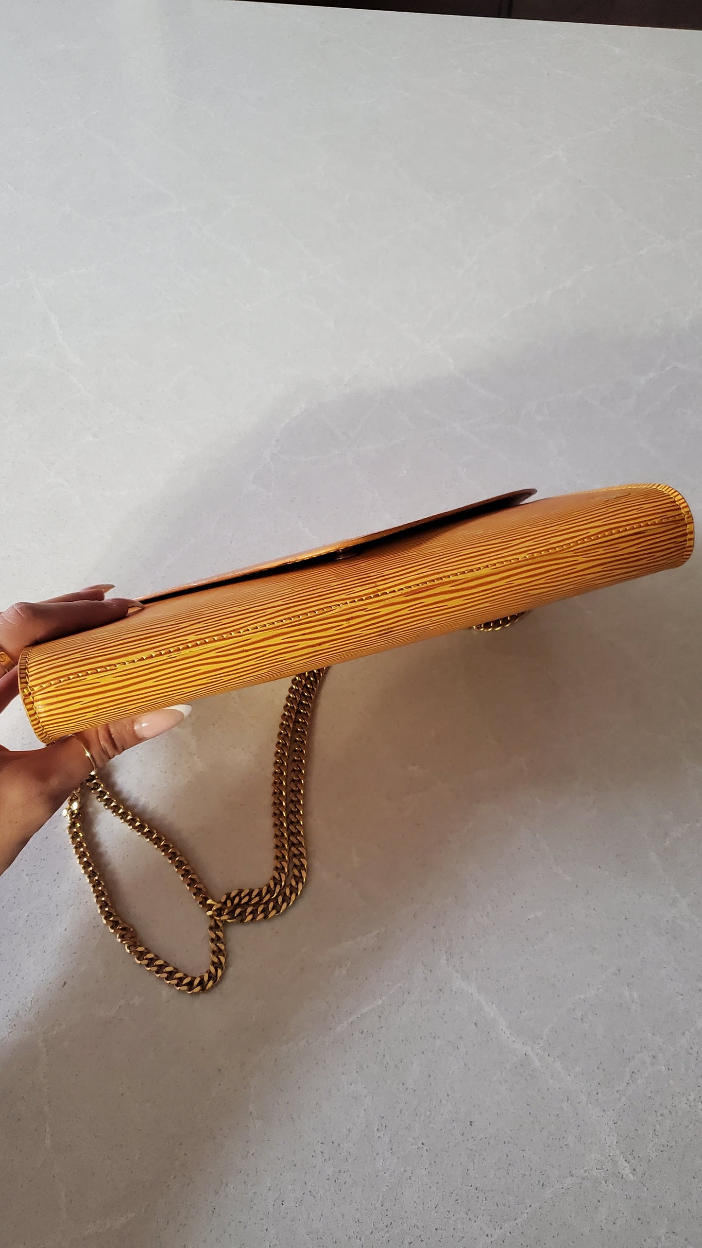 Authentic Vintage Louis Vuitton Upcycle Yellow Epi Purse on Chains