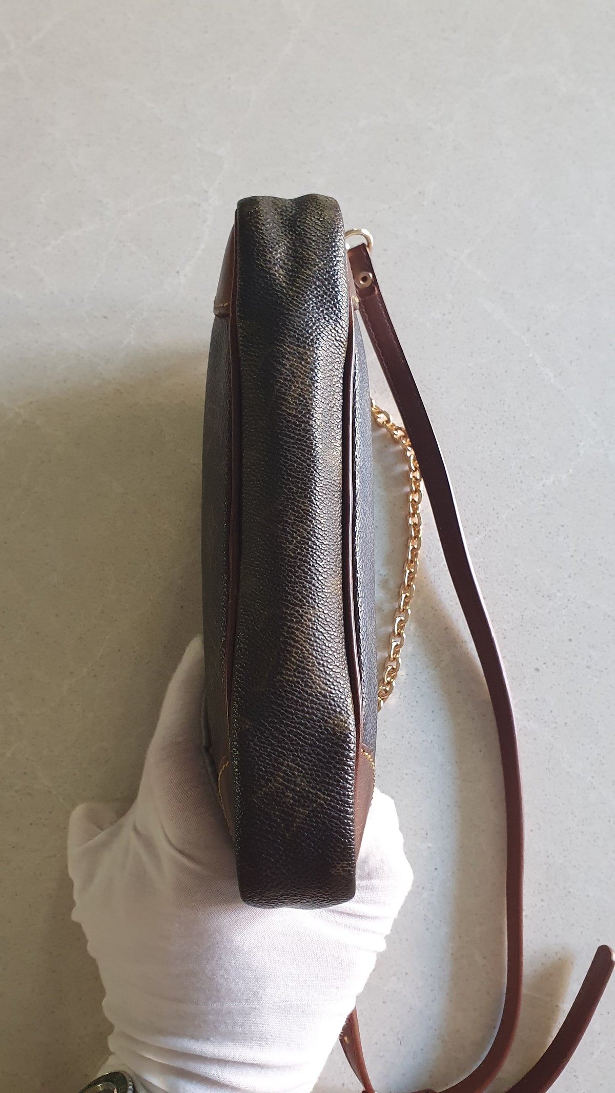 Authentic Vintage Louis Vuitton Upcycle Shoulder Purse with Strap & Chain