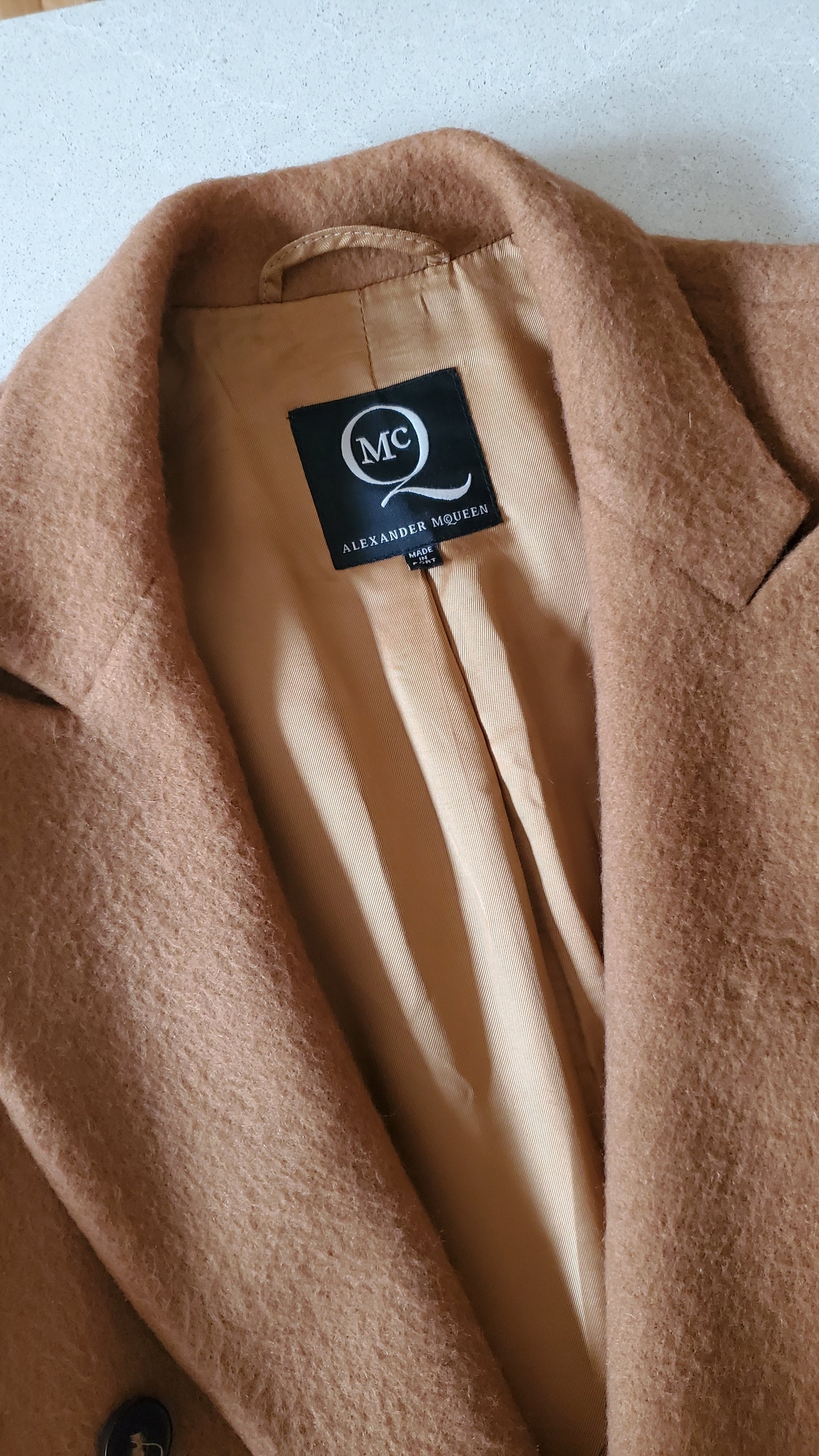 Authentic Alexander McQueen 2014 Runway Wool Camel Coat