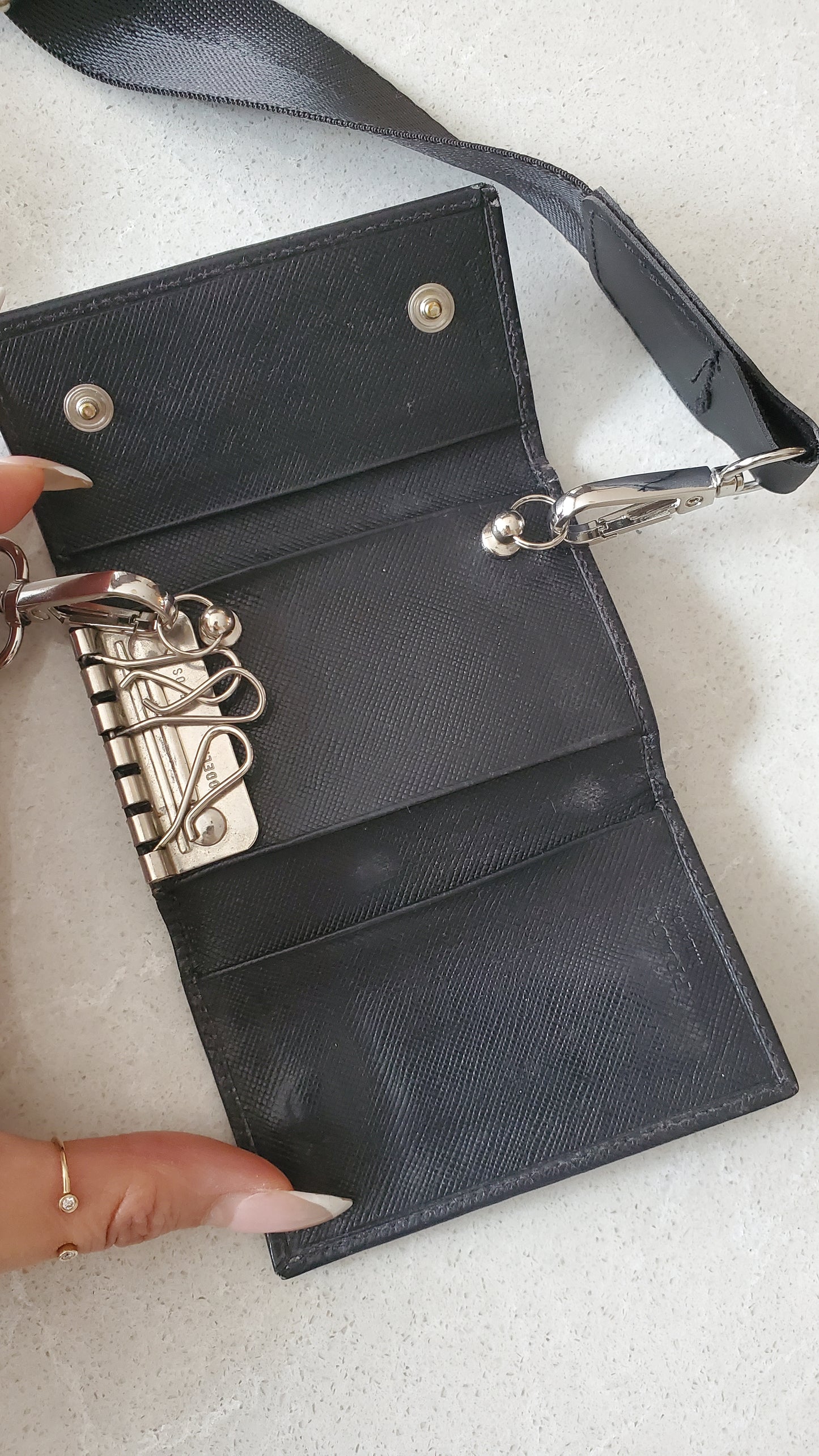Authentic Prada Upcycle Black Small Keyholder with Strap