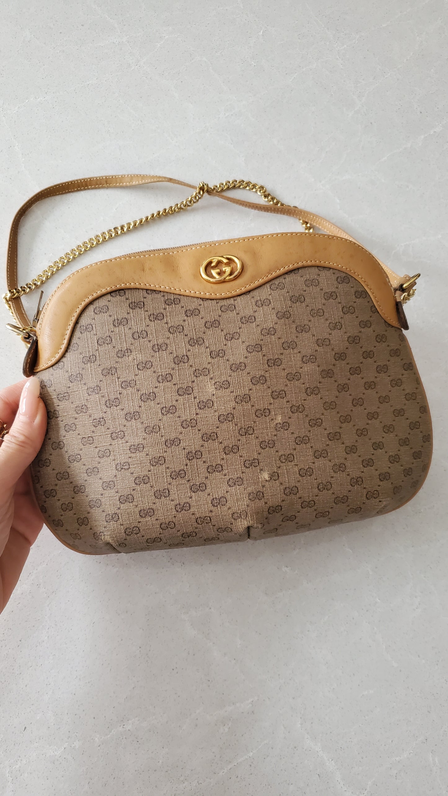 Authentic Vintage Gucci Upcycle Shoulder Purse on Chain/ Strap