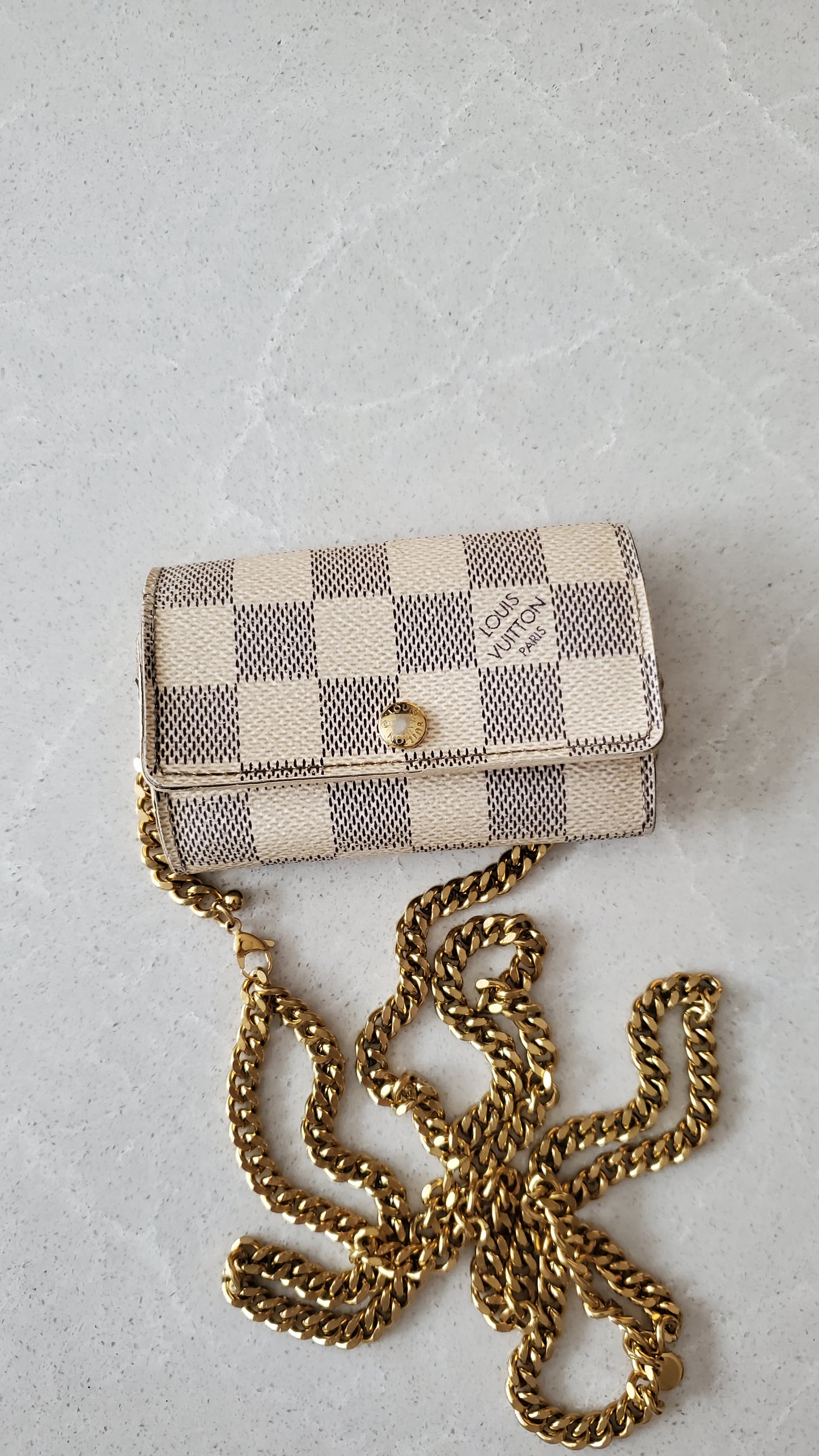 Authentic Louis Vuitton Damier Upcycle Keyholder on Chain