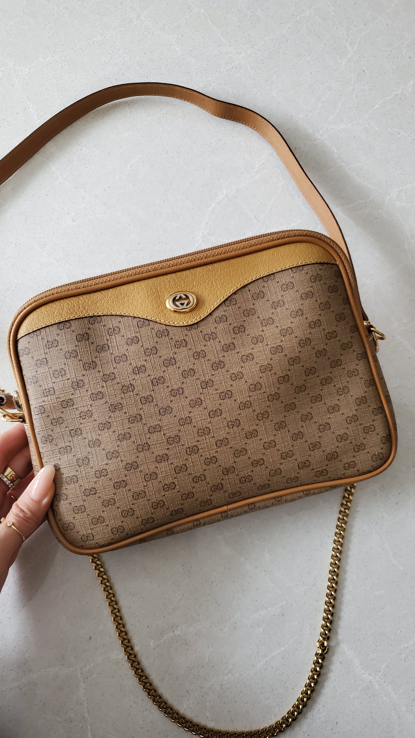 Authentic Vintage Gucci Upcycle Shoulder Purse on Chain/ Strap