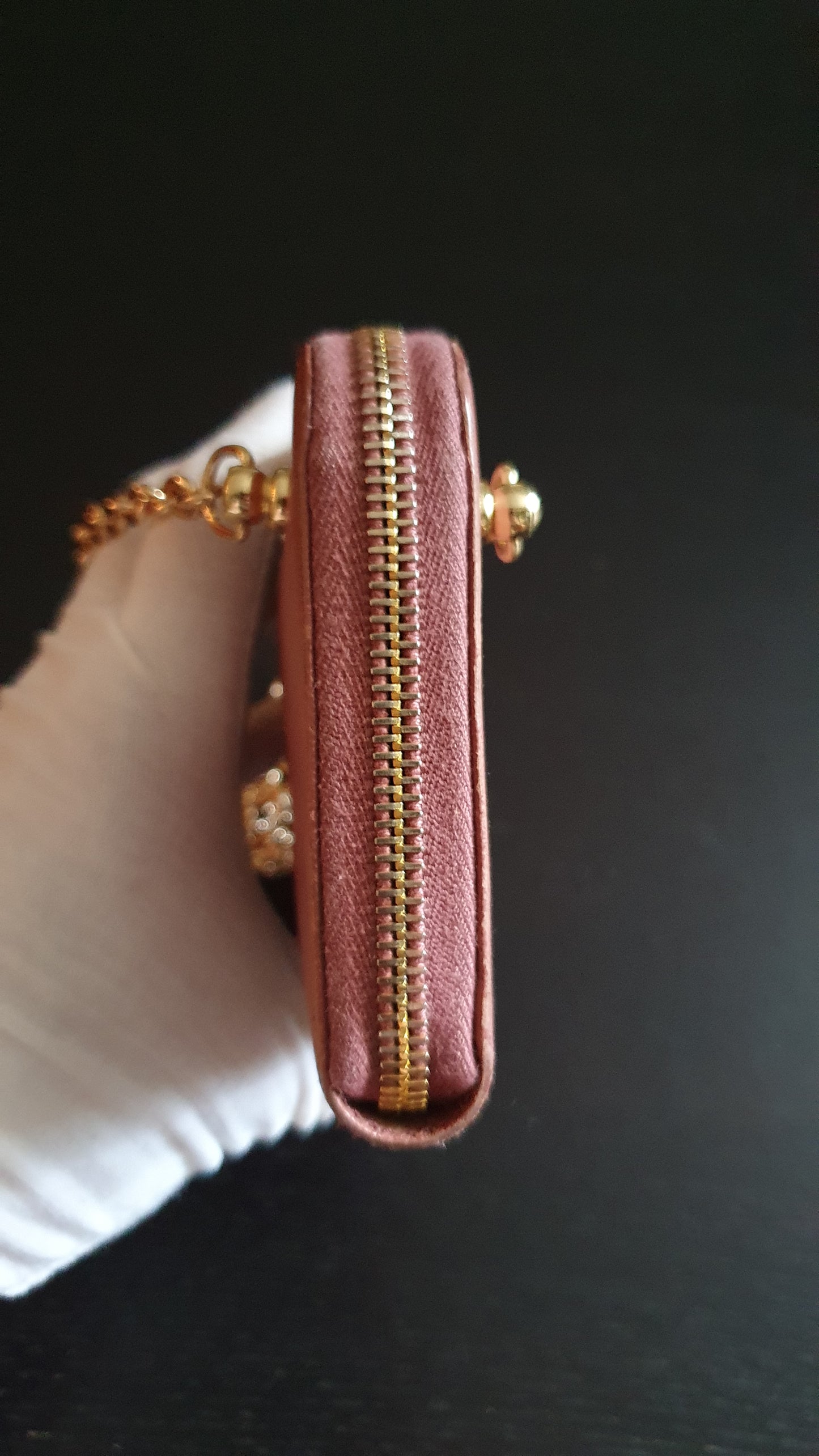 Authentic Prada Upcycle Pink Zip Wallet with Chains