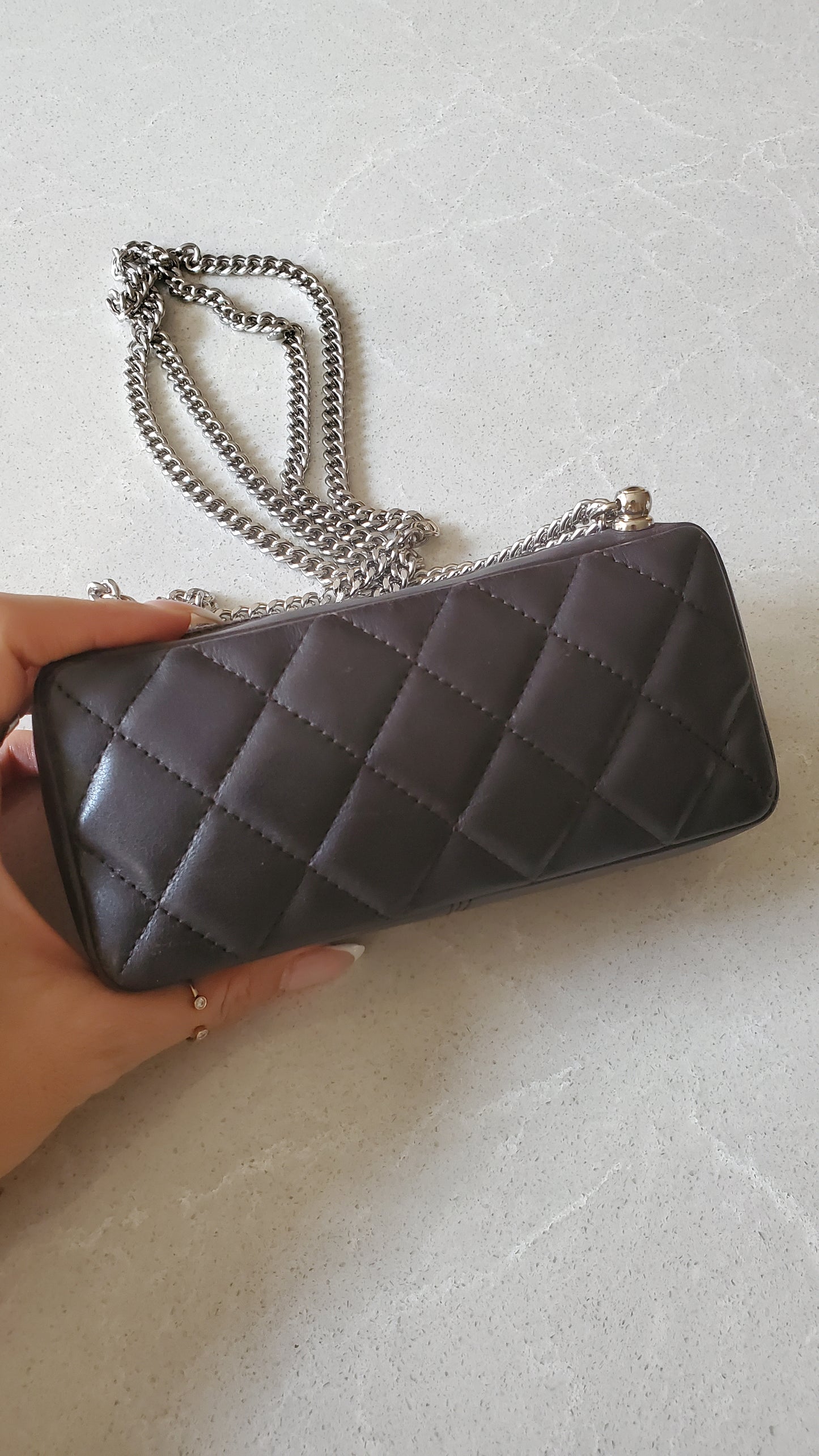 Authentic Vintage Chanel Upcycle Brown Leather Pouch on Chain