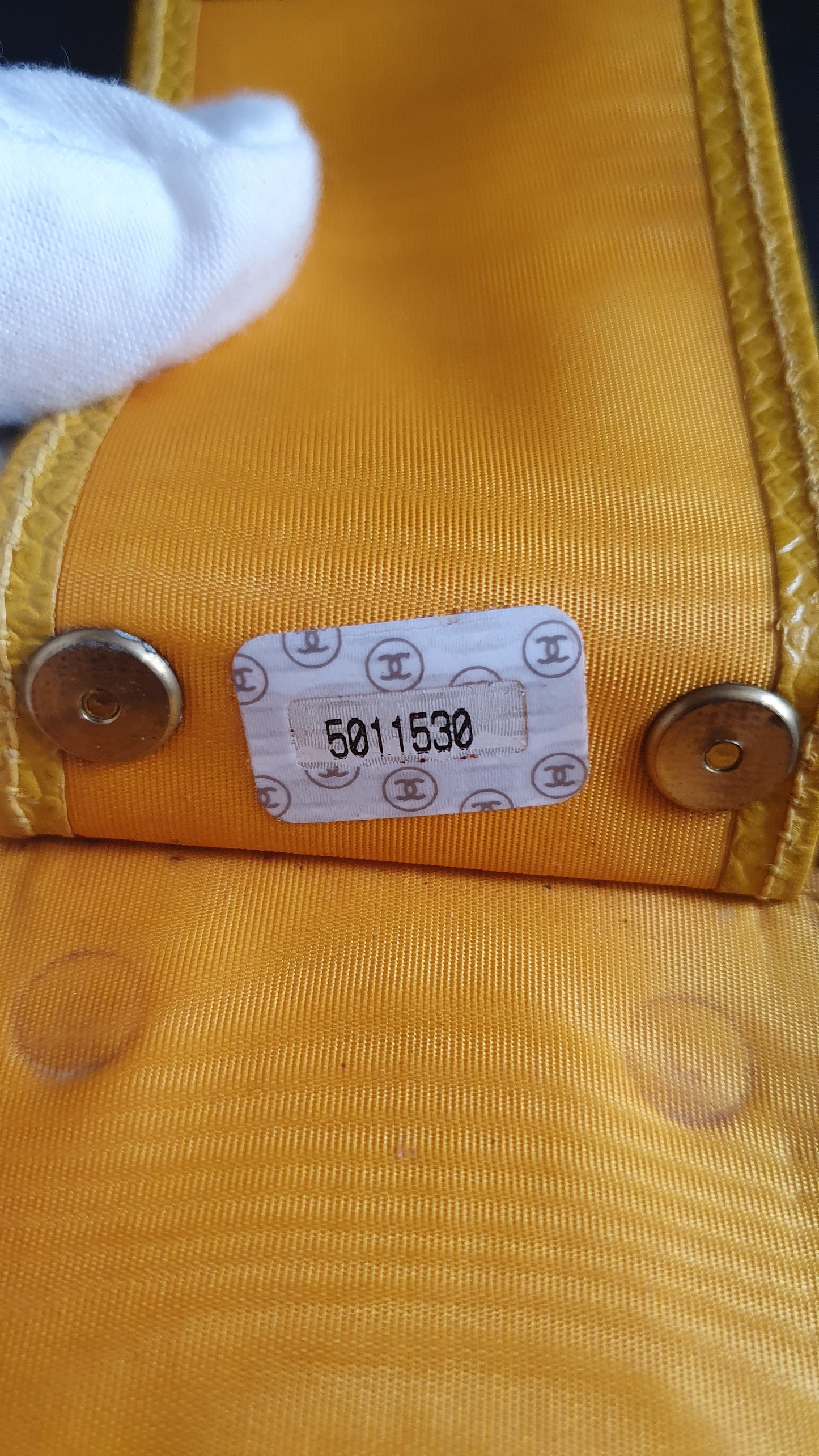 Authentic Chanel Upcycle (Yellow) Caviar Keyholder with Chain