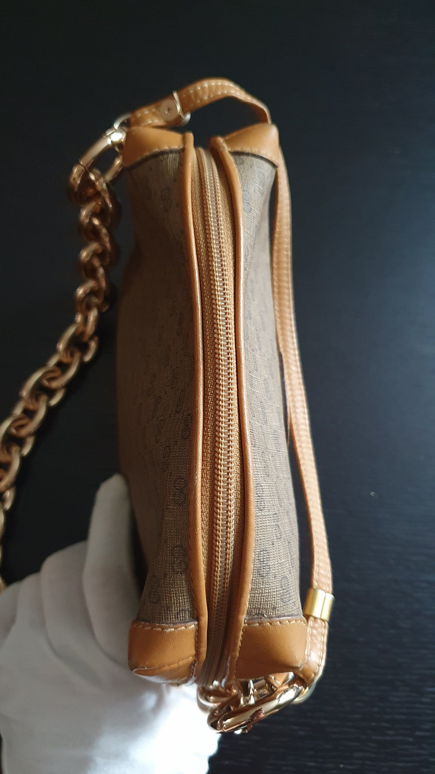 Authentic Vintage Gucci Upcycle Tan Bag (with thick shoulder chain)