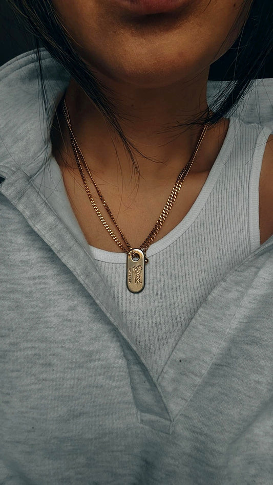 Authentic Vintage Gucci Plate Upcycle Gold Thin Layers Necklace