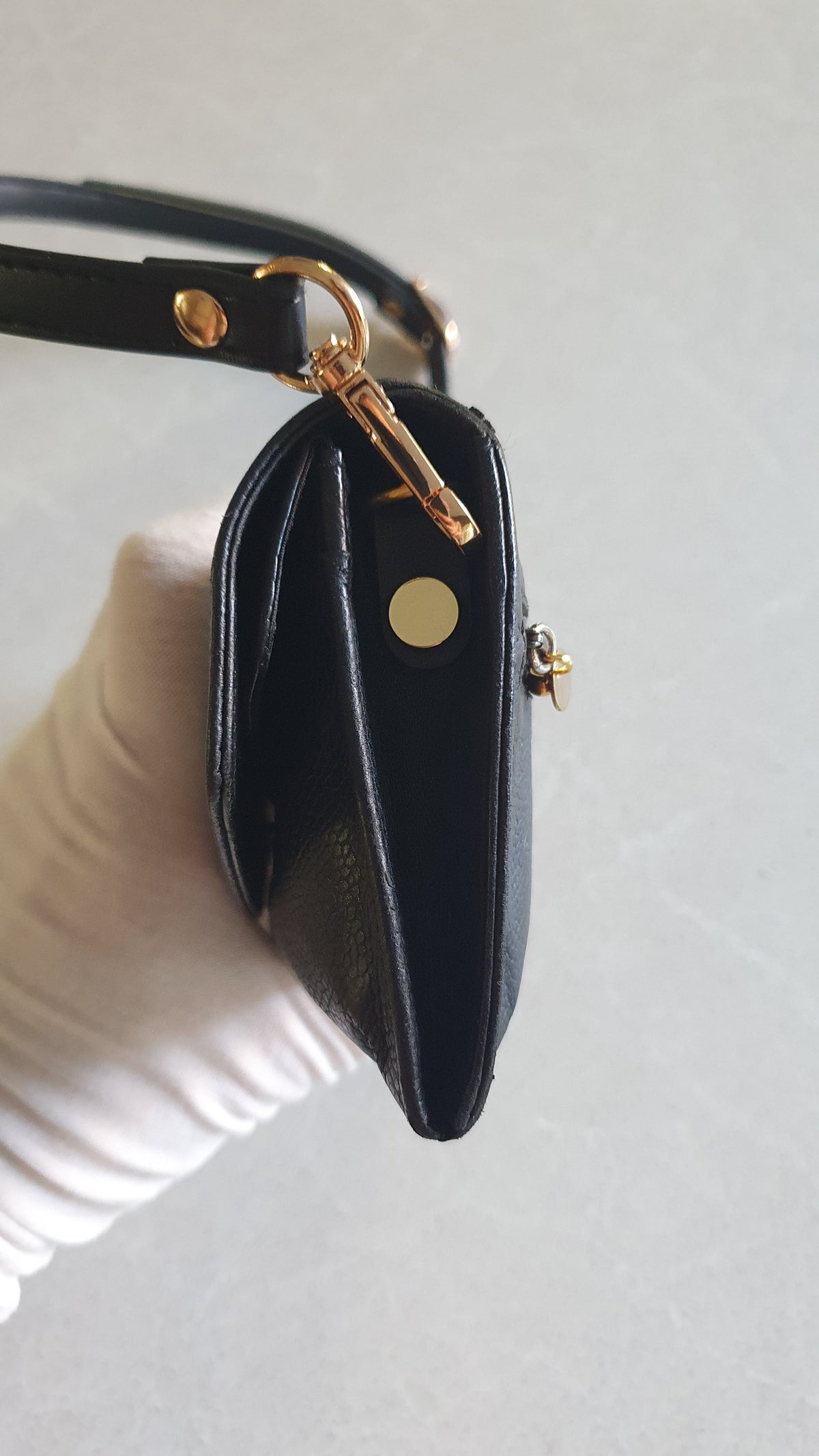 Authentic Vintage Chanel Upcycle Black Caviar Shoulder Wallet with Strap