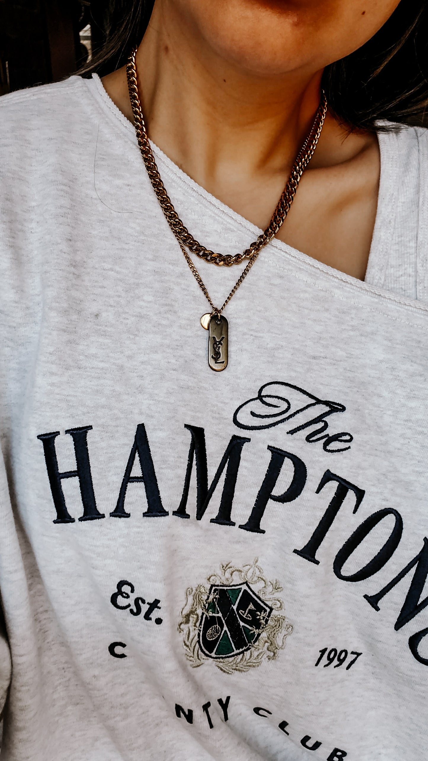 Authentic Yves Saint Laurent Upcycle Double Layers Necklace