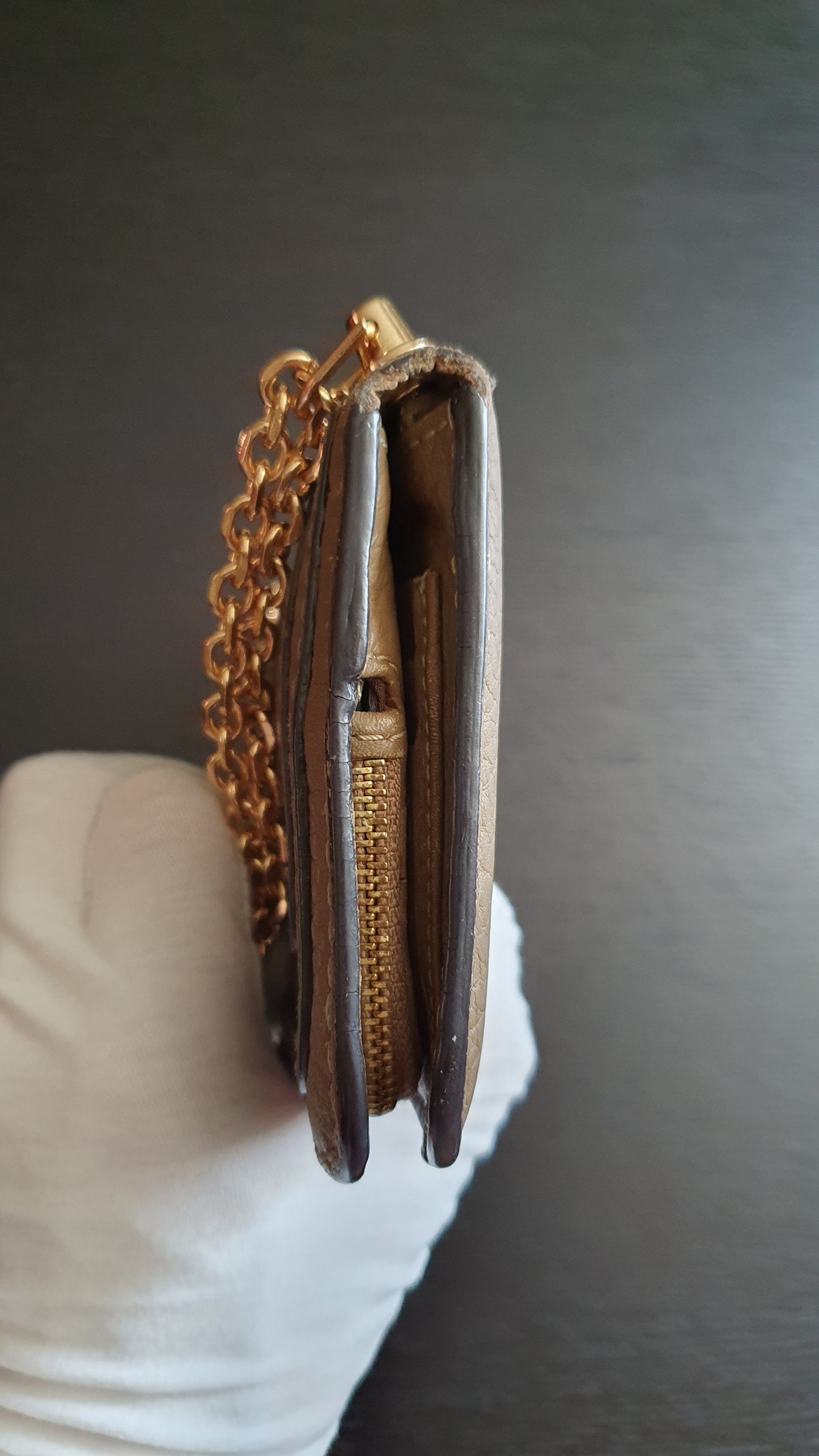 Authentic Chloé Upcycle Leather Wallet with Versatile Chain