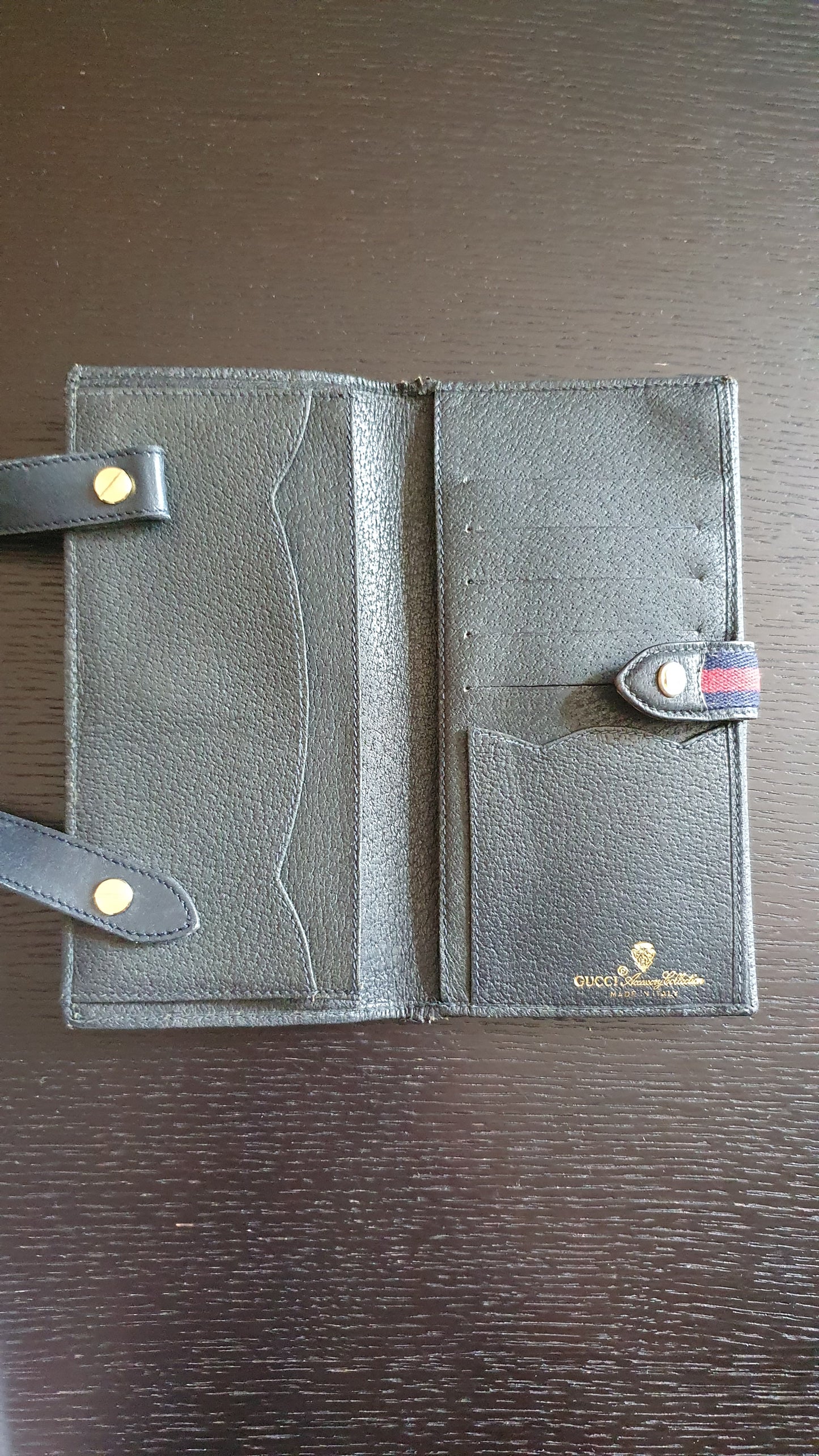 Authentic Vintage Gucci Upcycle Navy Wallet with Single Strap