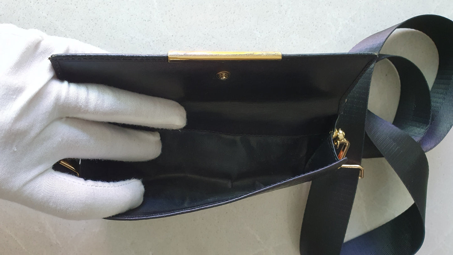 Authentic Gucci Upcycle Long Black Leather Wallet with Strap