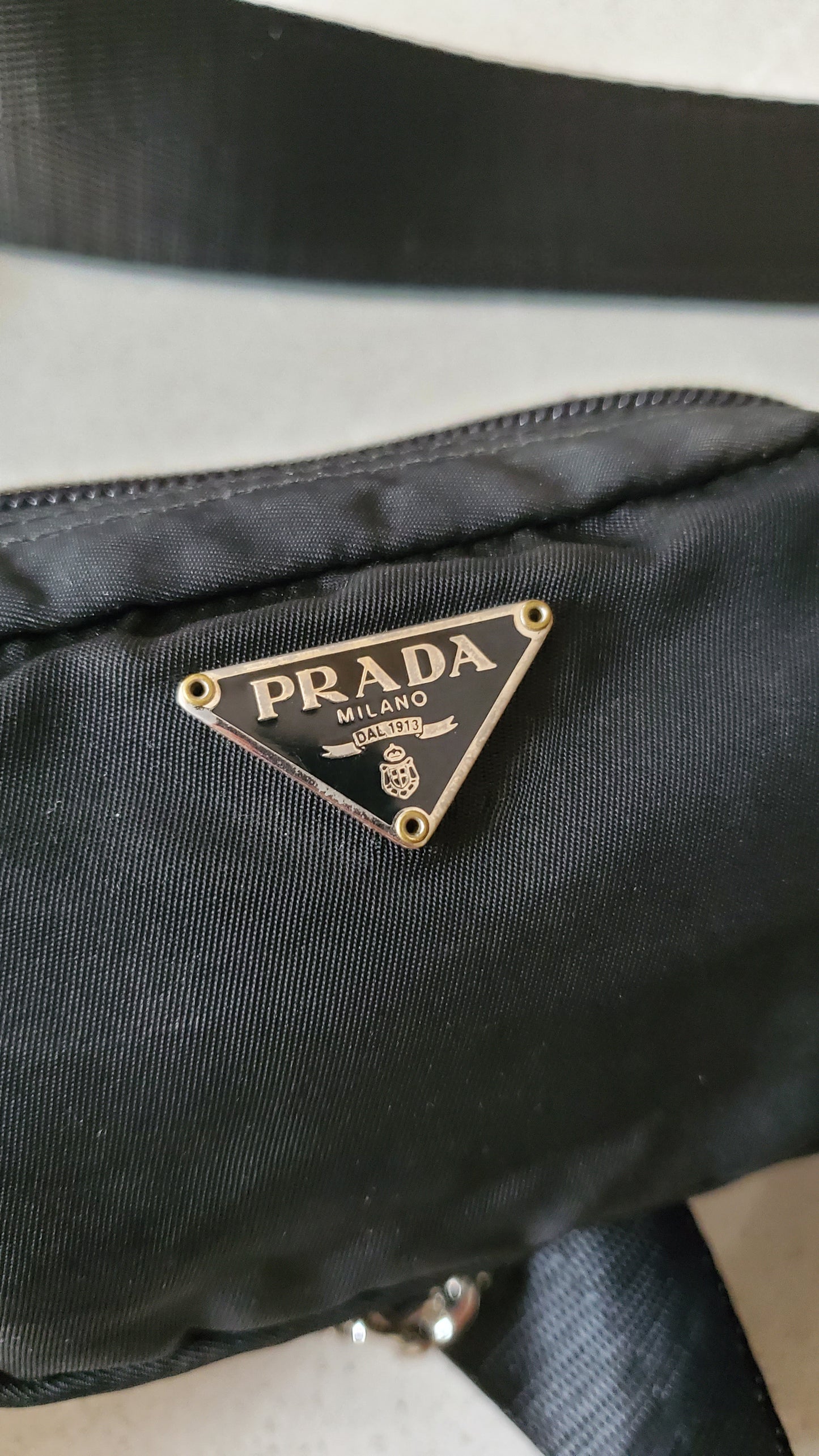 Authentic Prada Upcycle Versatile Black Nylon Mini Pouch on Chain & Strap