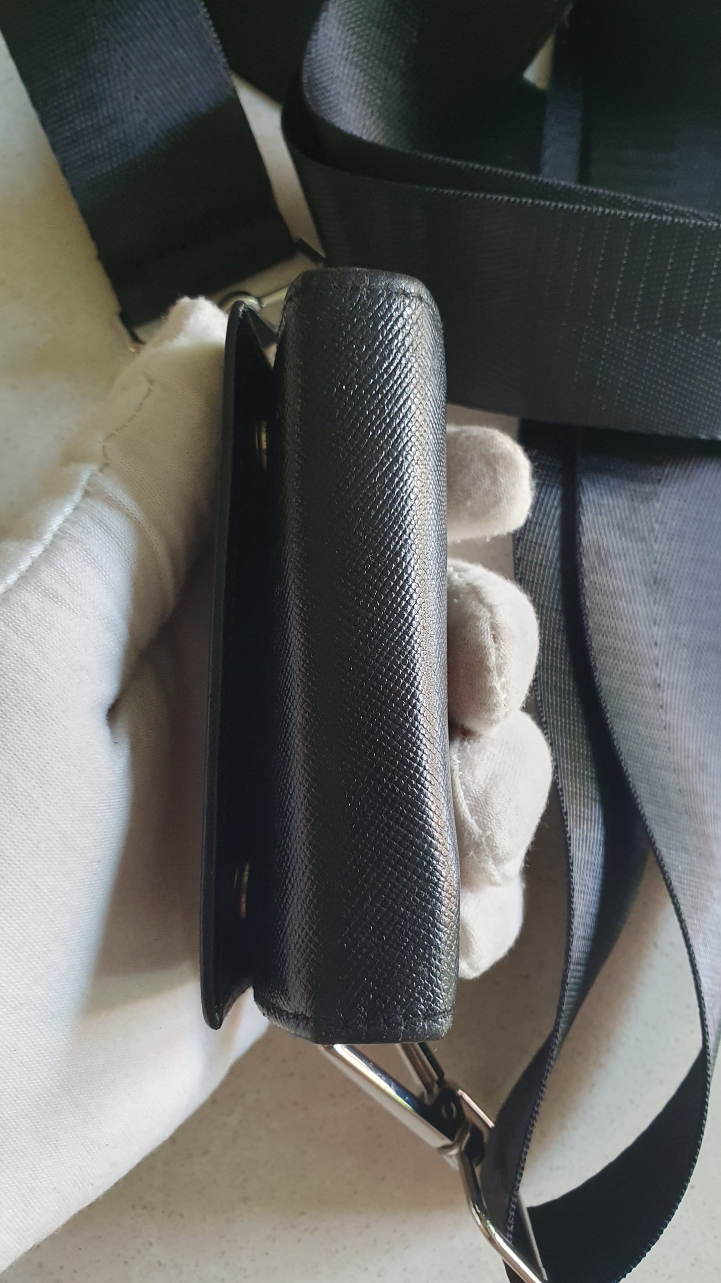 Authentic Prada Upcycle Black Small Keyholder with Strap