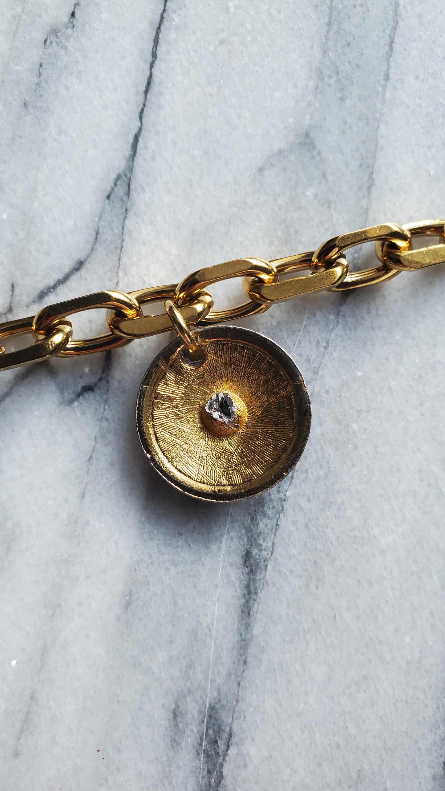 Authentic Vintage Christian Dior Button Upcycle Gold Chunky Necklace