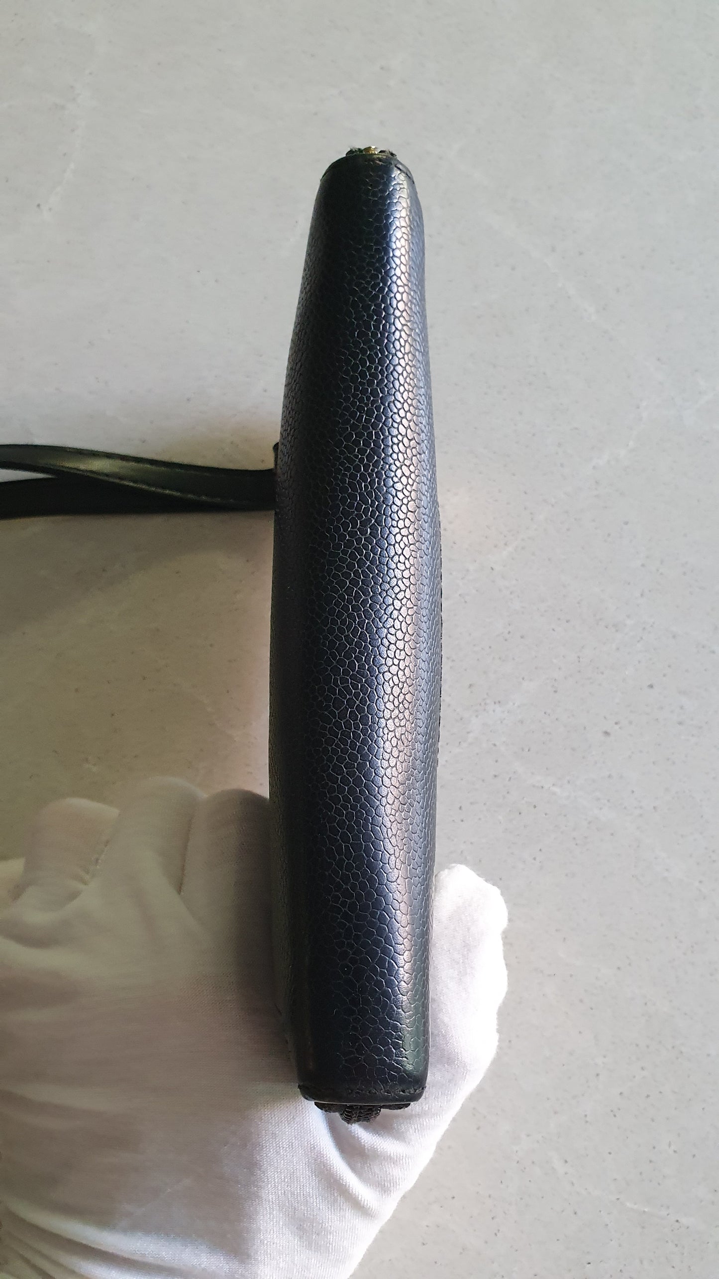 Authentic Chanel Upcycle Black Caviar Wallet with Shoulder Straps