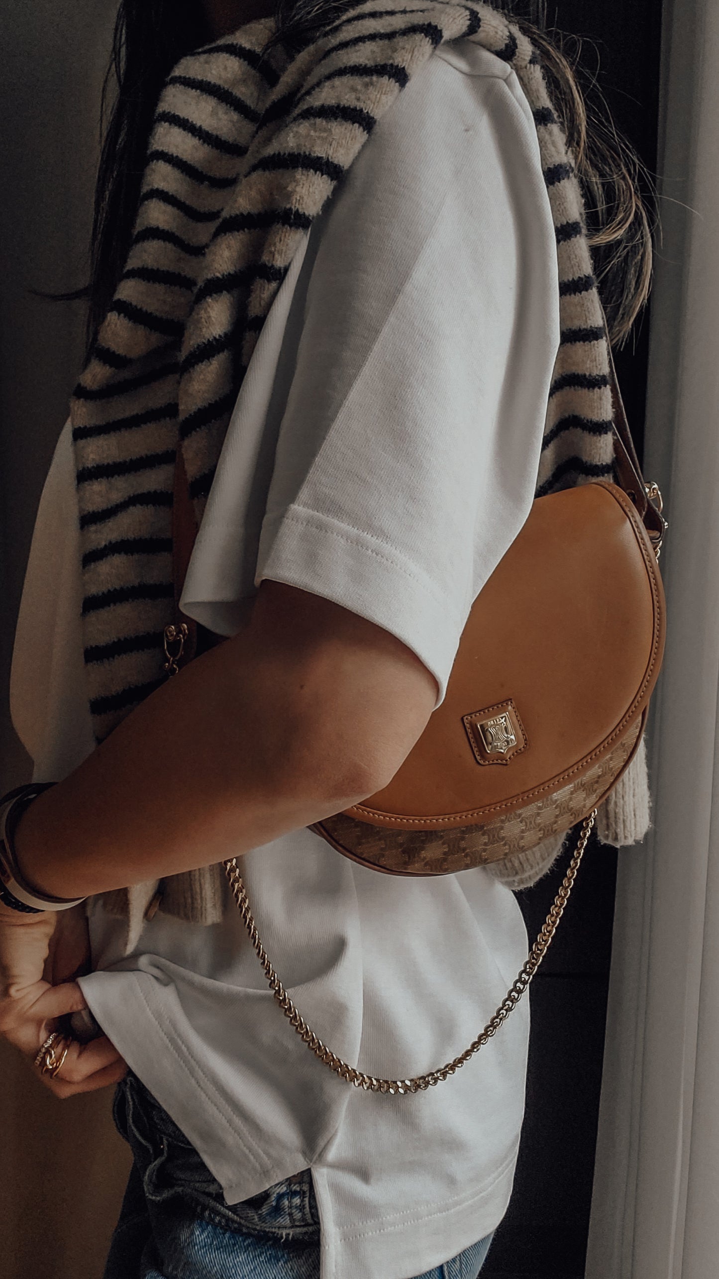 Authentic Vintage Celine Upcycle Tan Purse on Chain