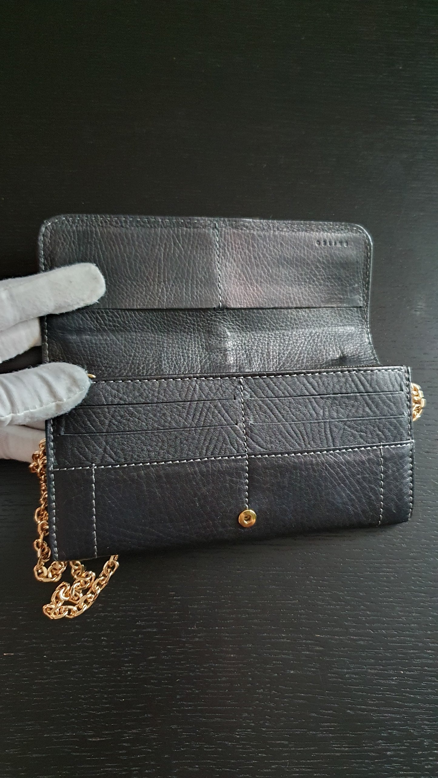 Authentic Celine Upcycle Wallet with Versatile Chain