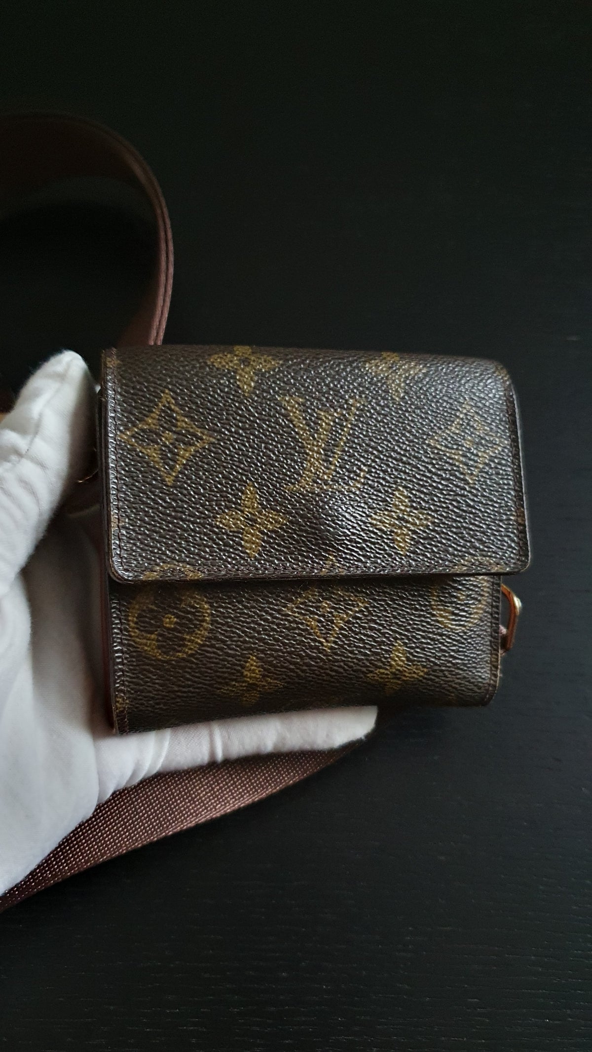 Authentic Vintage Louis Vuitton (4) Upcycle Small Wallet on Chain & Strap