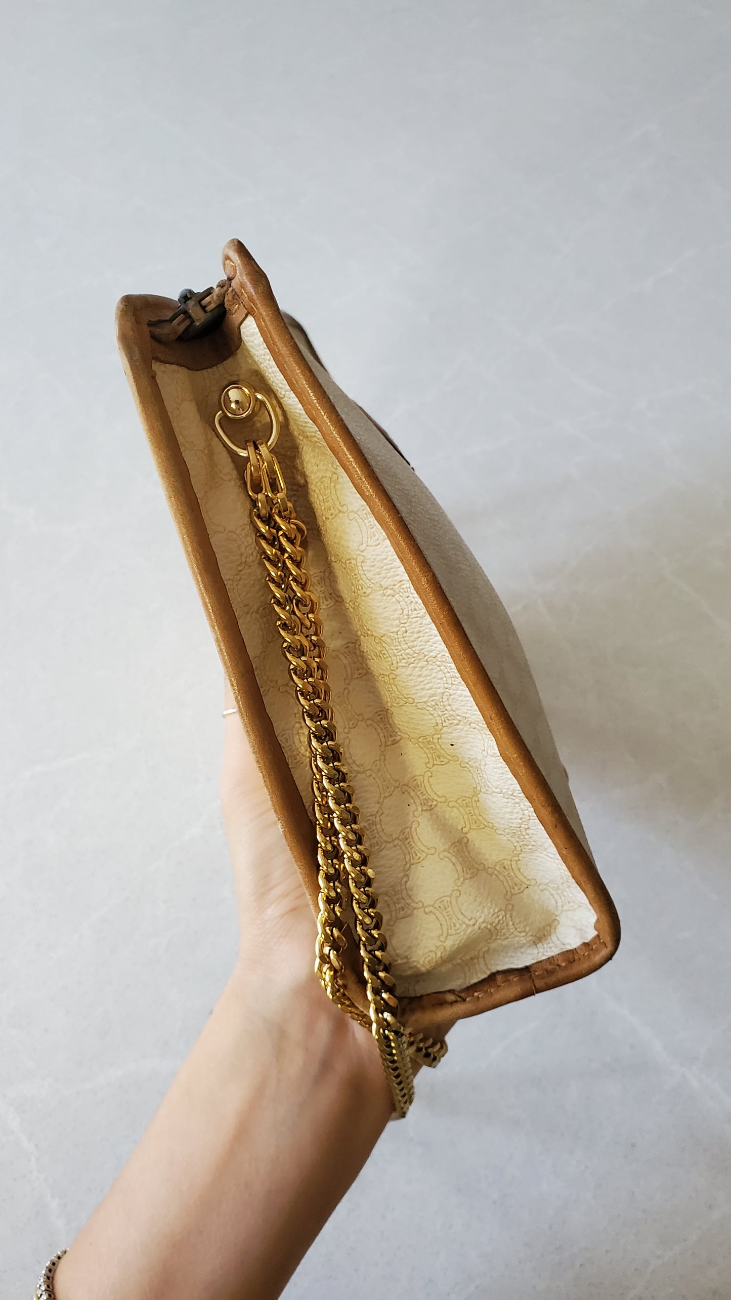 Authentic Vintage Celine Upcycle White Purse on Chain