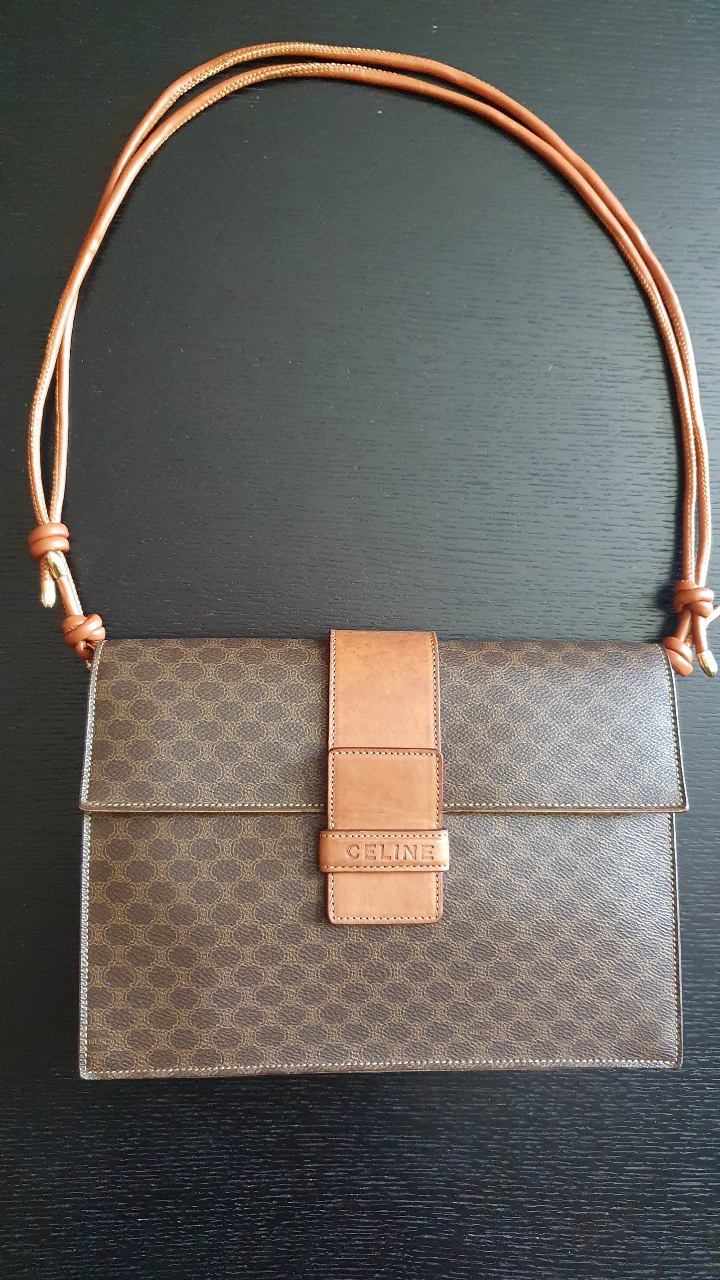 *Rare* Authentic Vintage Celine Upcycle Brown Versatile Purse with Strap