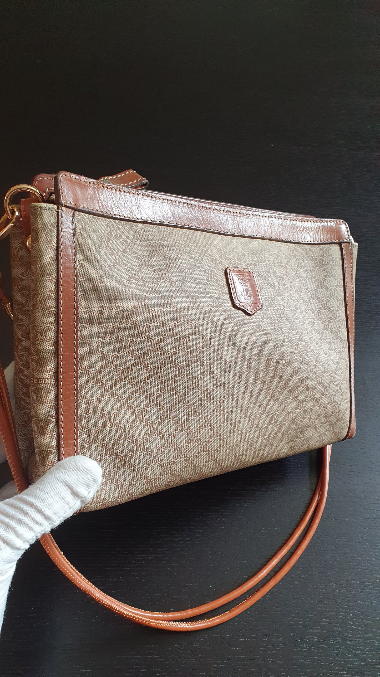 Authentic Vintage Celine Upcycle Tan/ Brown Versatile Purse with Knotted Strap