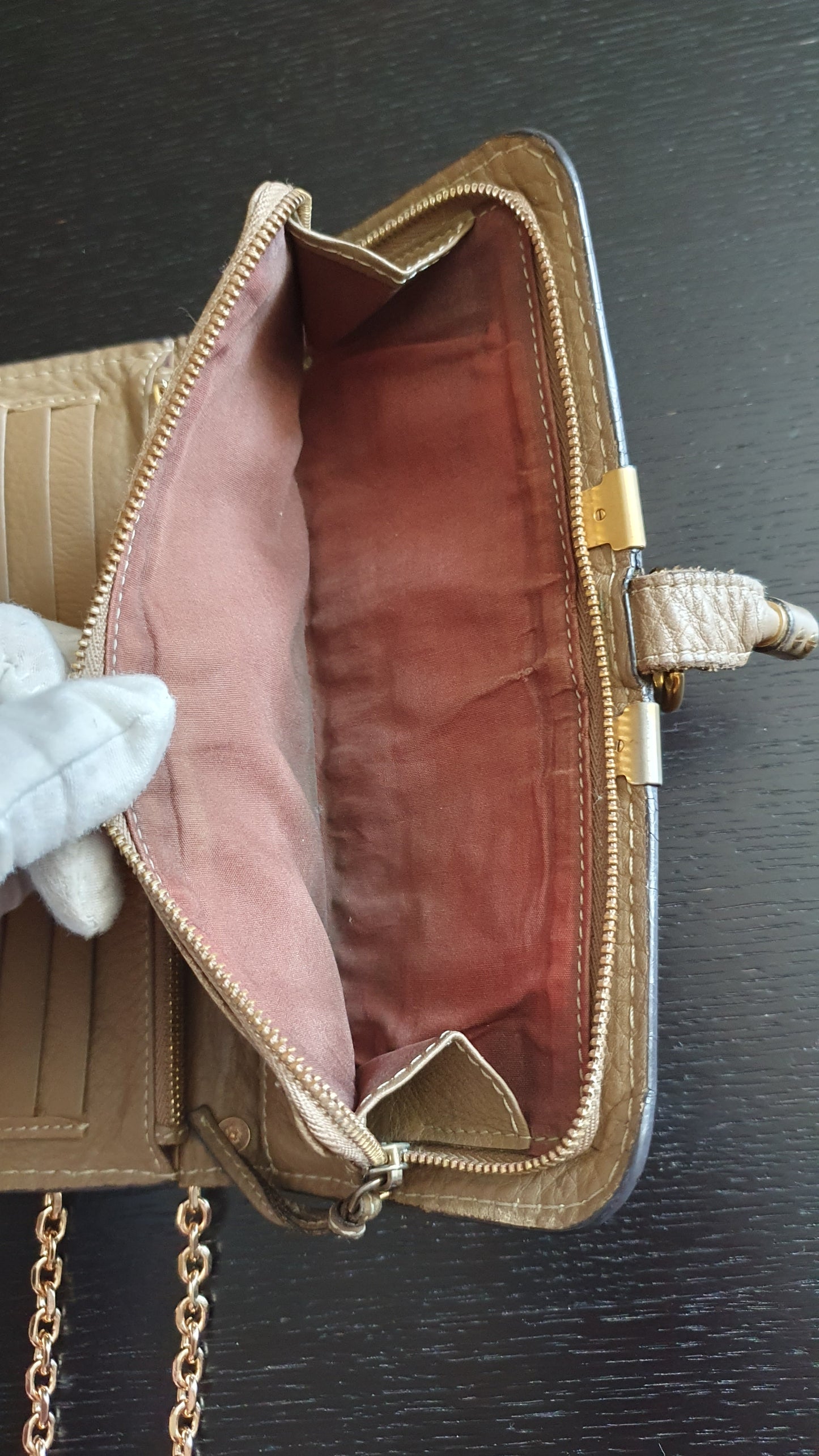 Authentic Chloé Upcycle Leather Wallet with Versatile Chain
