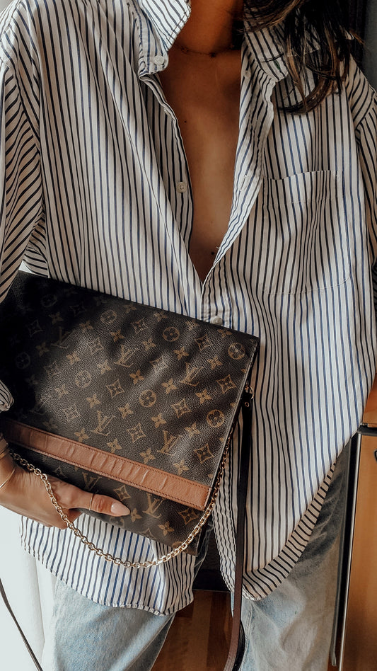 Authentic Vintage Louis Vuitton Upcycle (Large) Purse on Strap & Chain
