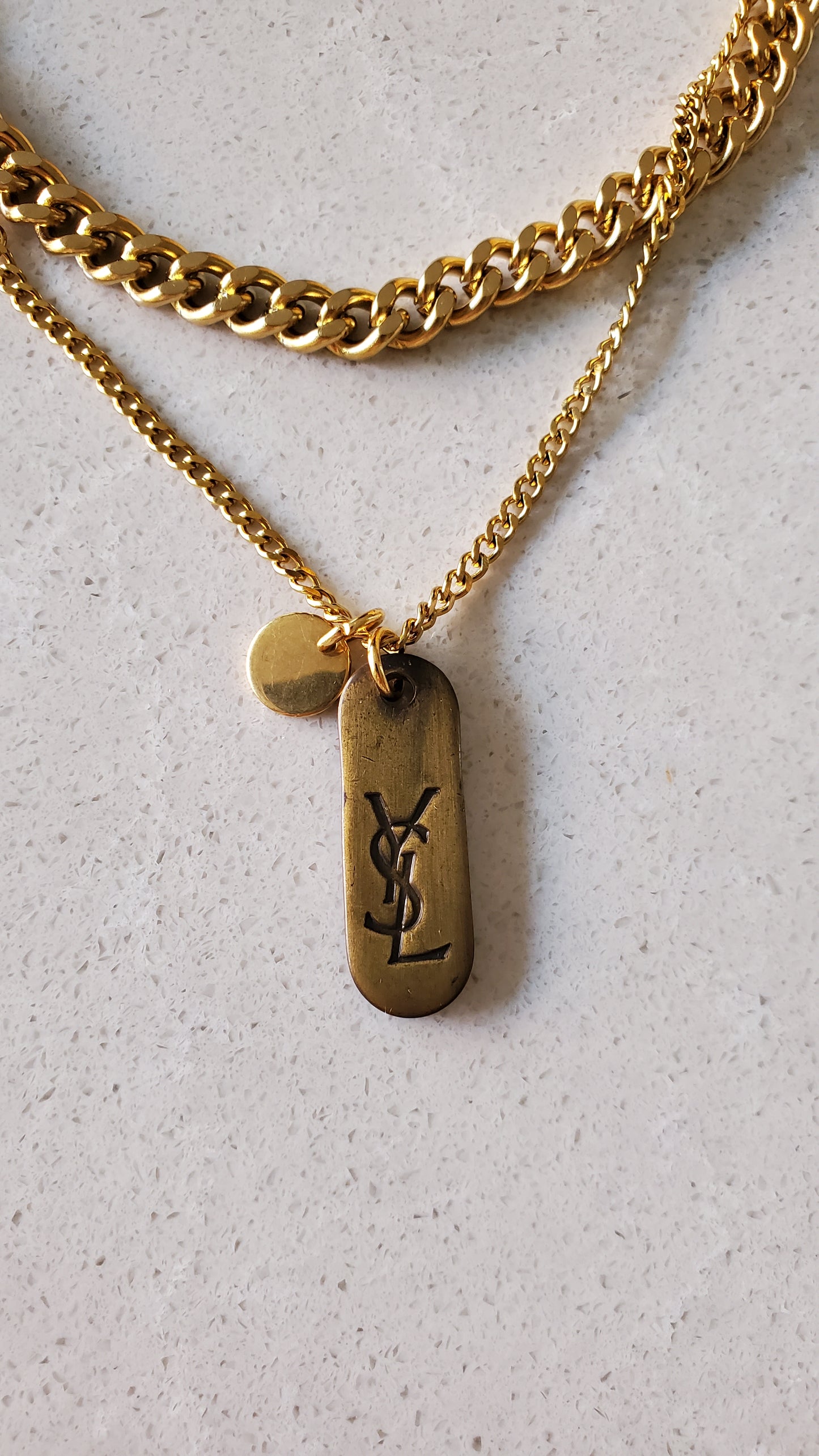 Authentic Yves Saint Laurent Upcycle Double Layers Necklace