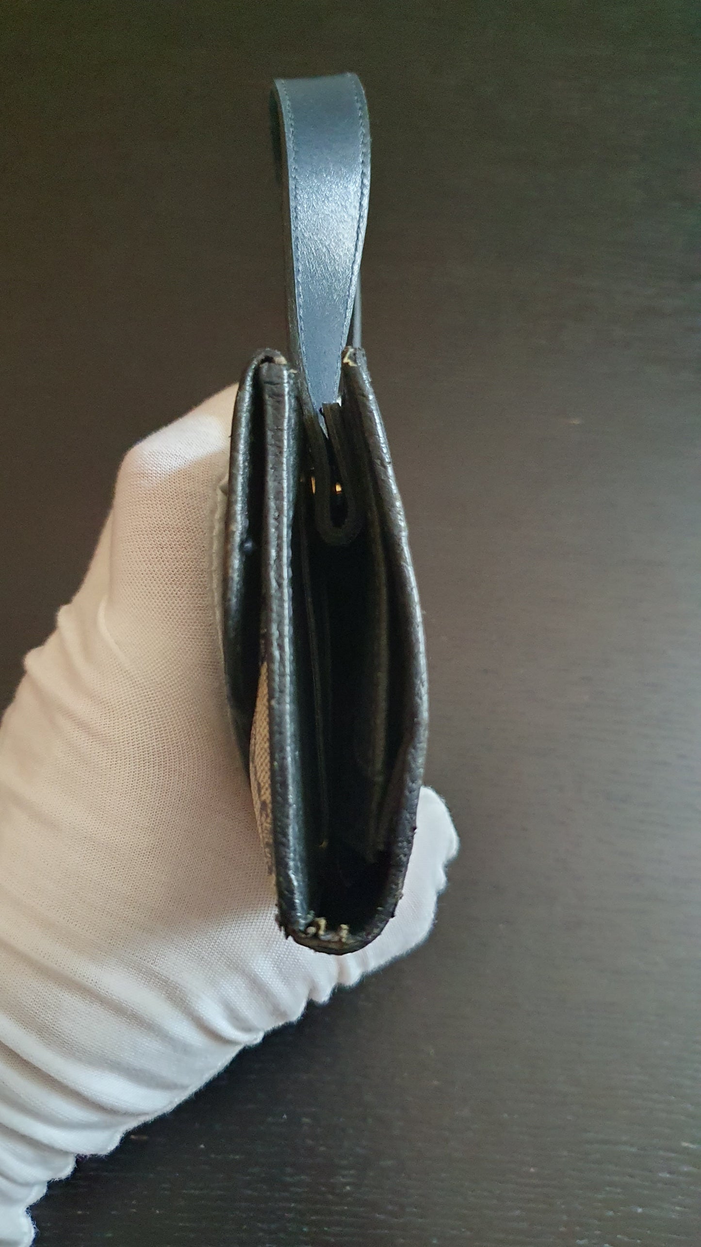 Authentic Vintage Gucci Upcycle Navy Wallet with Single Strap