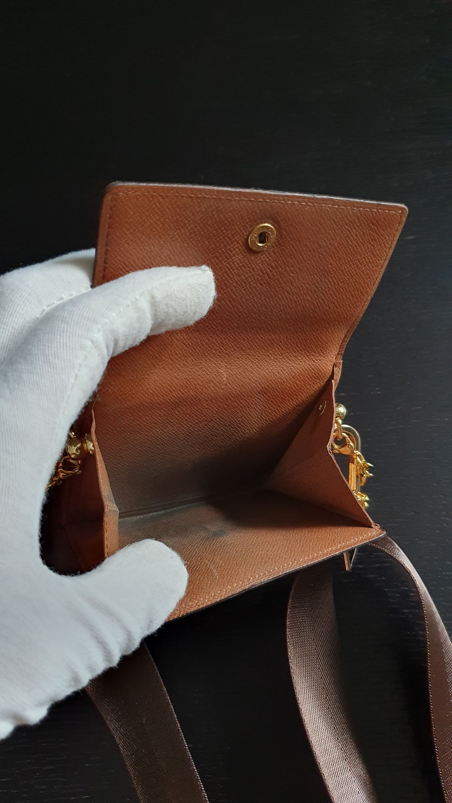 Authentic Vintage Louis Vuitton (3) Upcycle Small Wallet on Chain & Strap