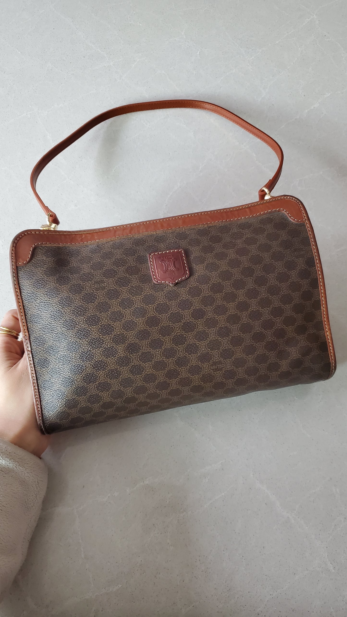 Authentic Vintage Celine (L) Upcycle Brown Shoulder Purse