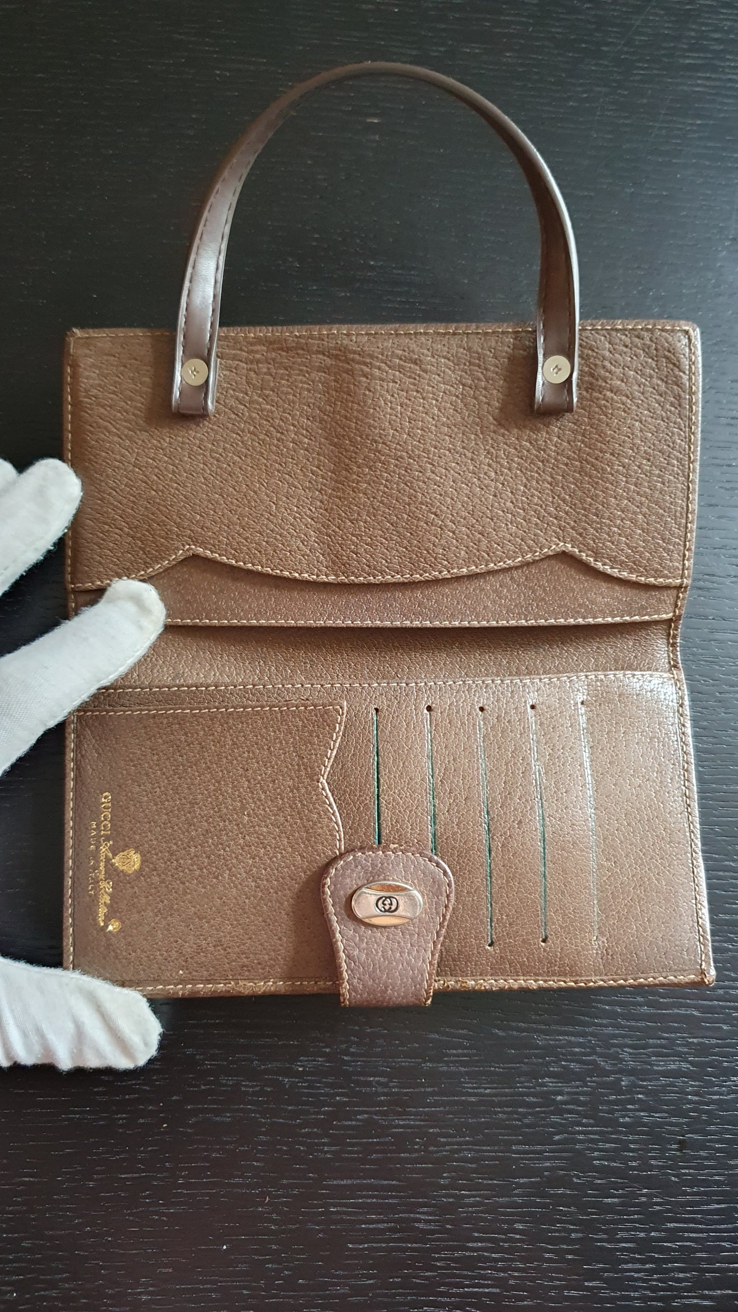 Authentic Vintage Gucci Upcycle Brown Wallet with Single Handle